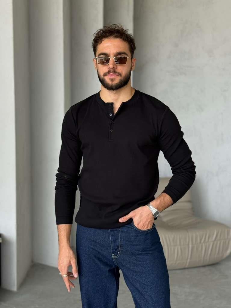 İNCE FİTİLLİ DÜĞMELİ BADİ - Siyah