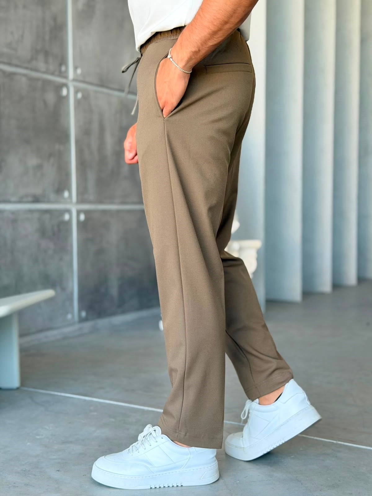 JOGGER KUMAŞ PANTOLON - M - HAKİ