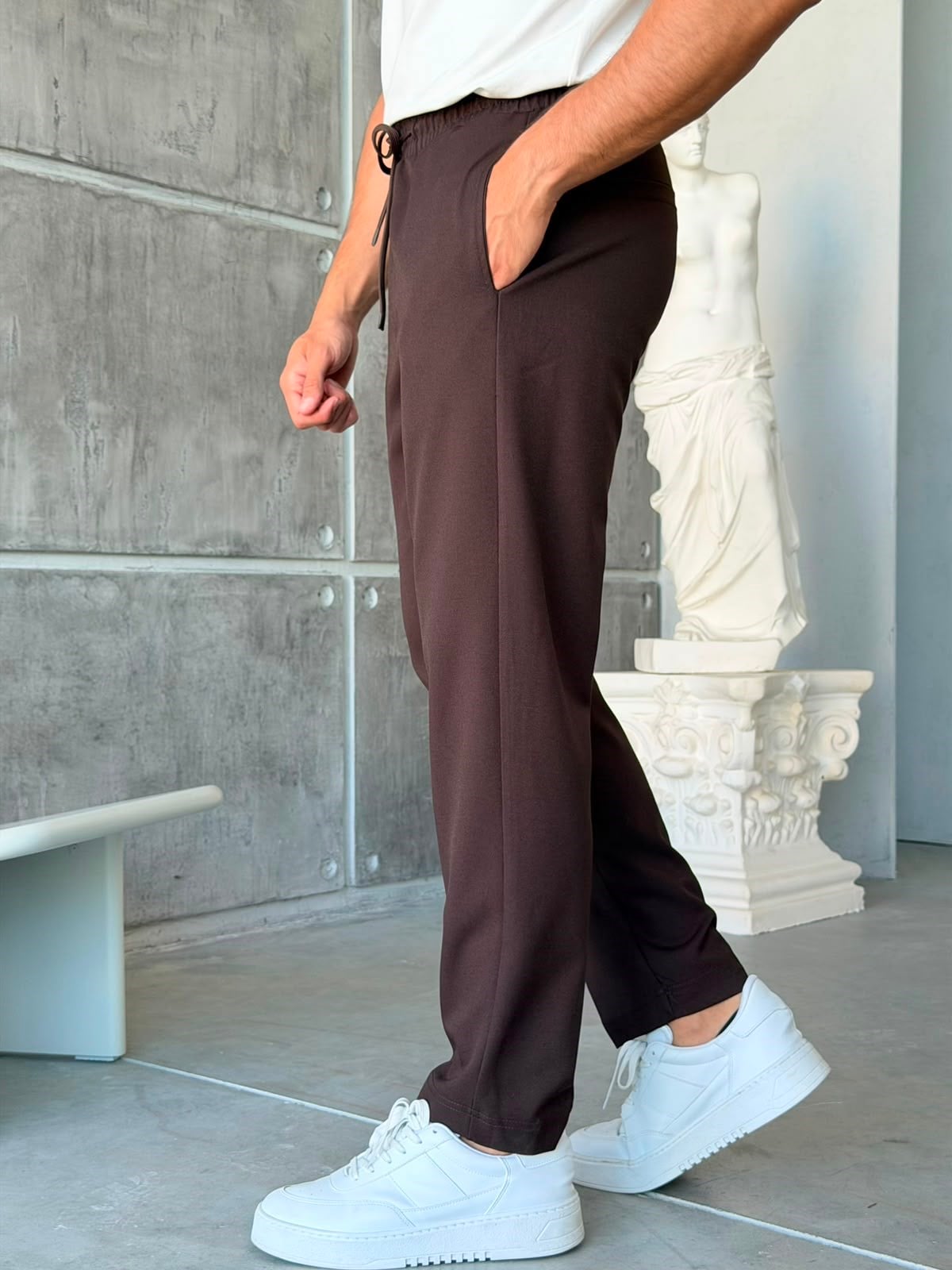 JOGGER KUMAŞ PANTOLON - M - KAHVE