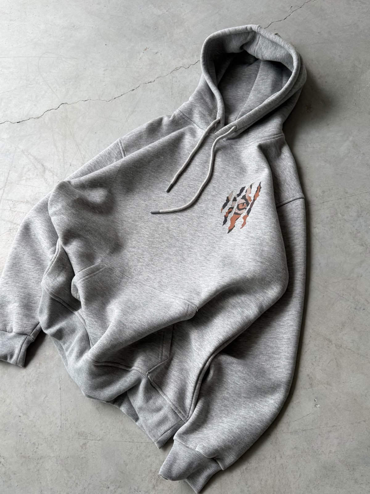 Kap Baskılı Oversize 3 İplik Kapüşonlu Sweat Grimelange