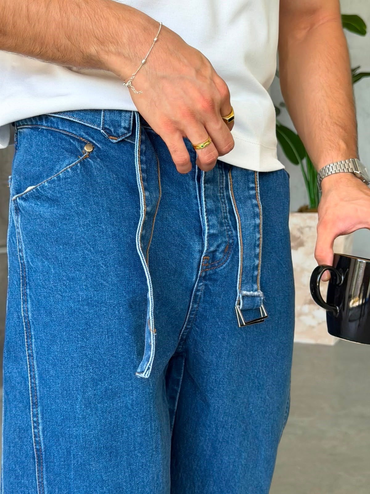 Kemer Detaylı Premium BAGGY Kot Pantolon K