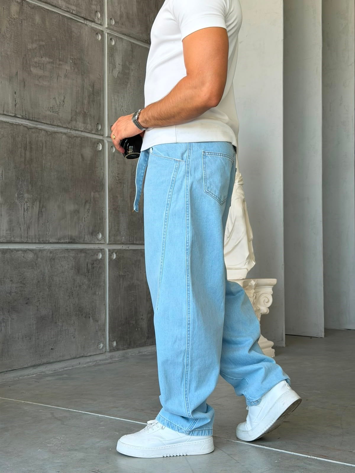 Kemer Detaylı Premium BAGGY Kot Pantolon K