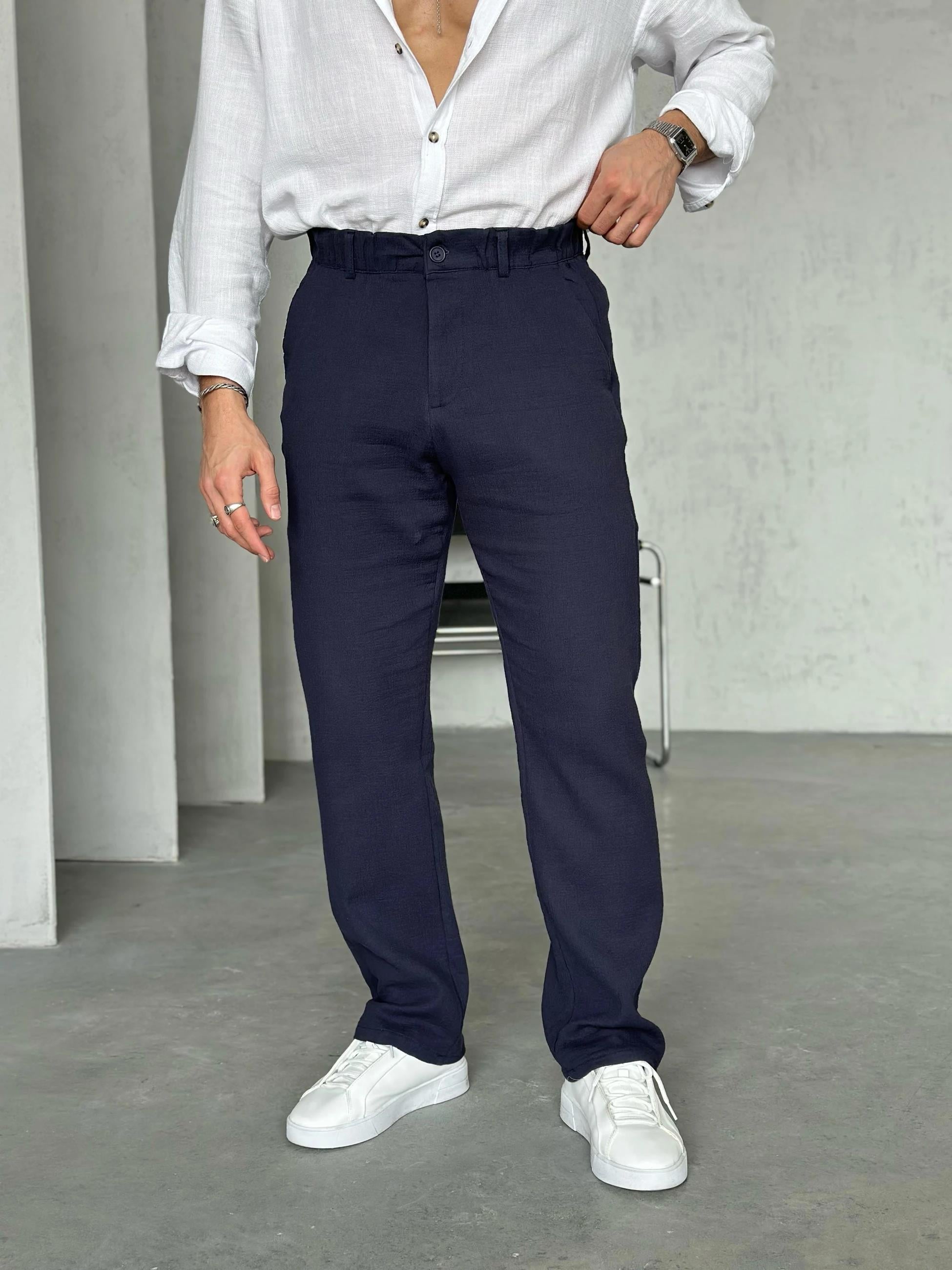 KM50661 Dokulu jogger pantolon LACİVERT W