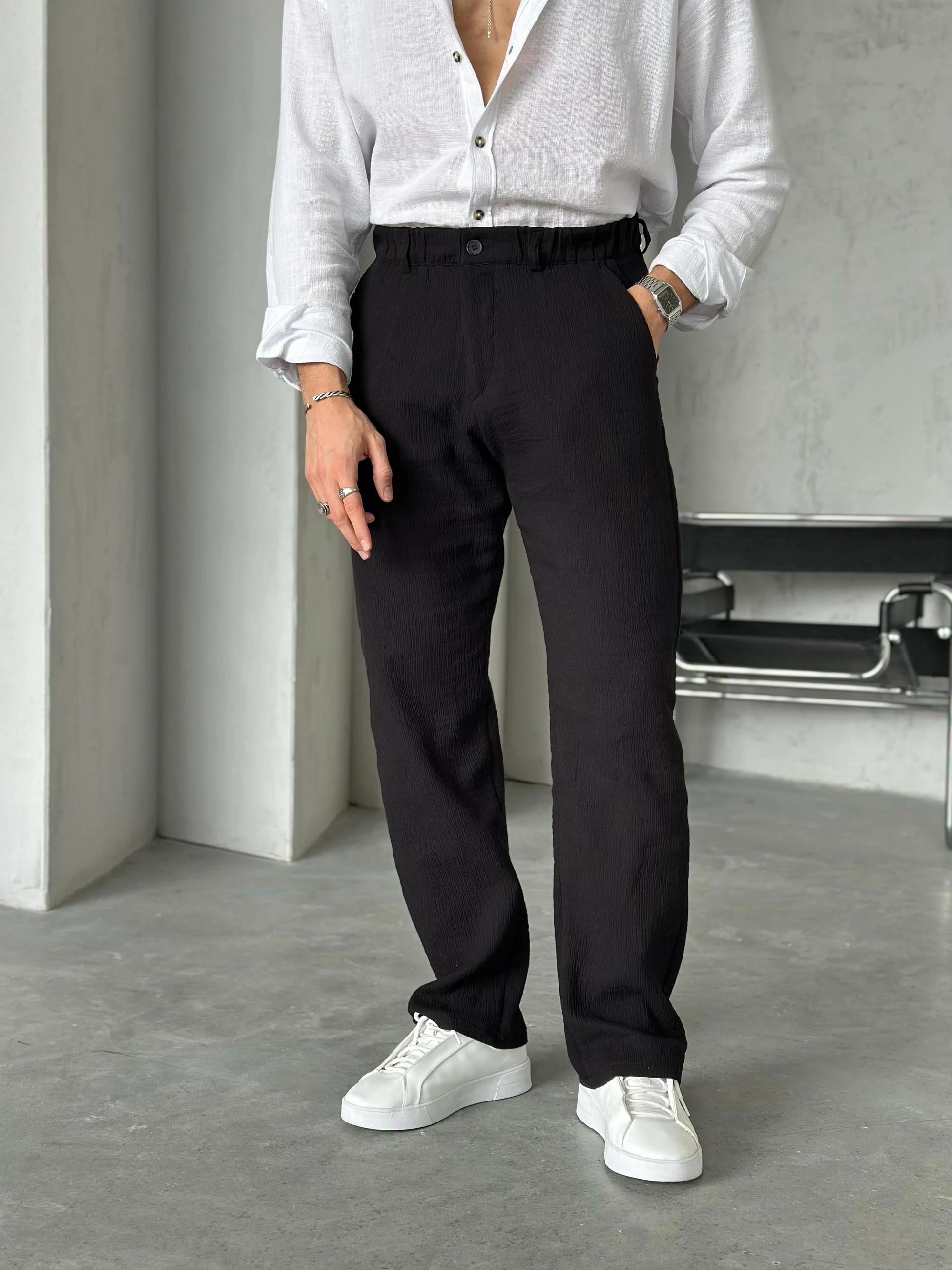 KM50663 Dokulu jogger pantolon SİYAH W