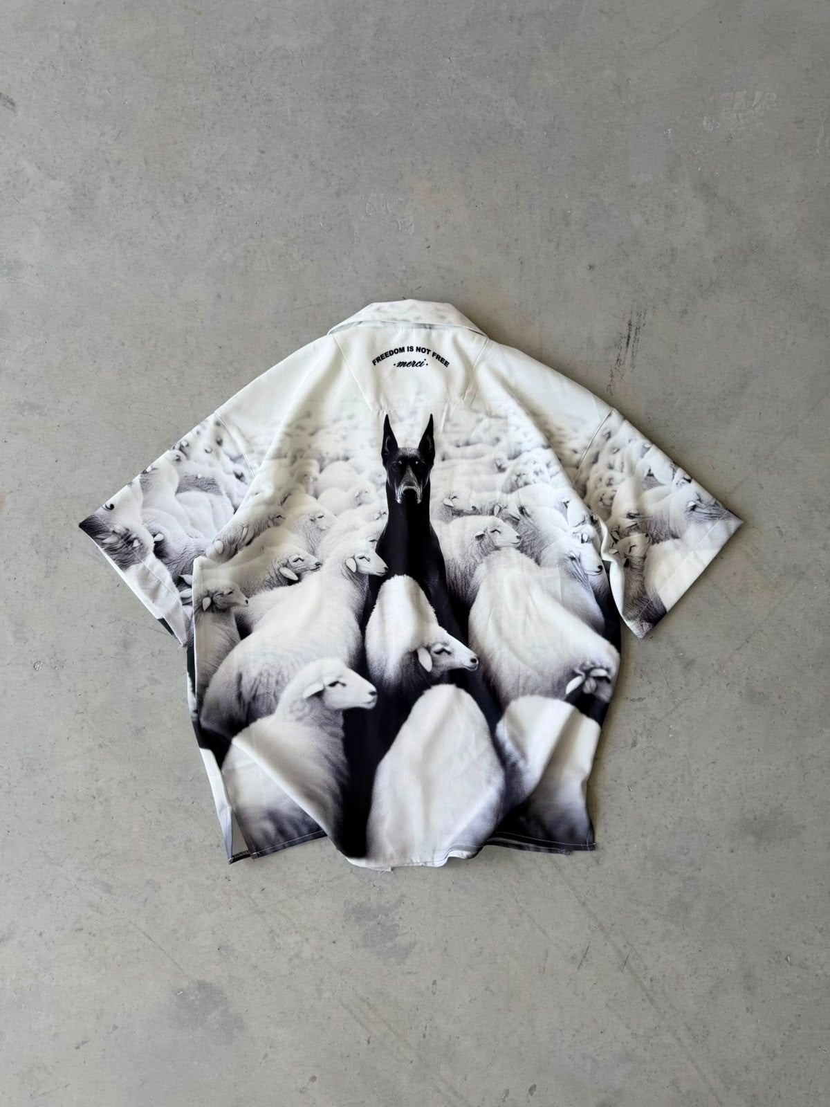 LONELY DOG Desenli Dubble Hürrem Kumaş Oversize Gömlek 