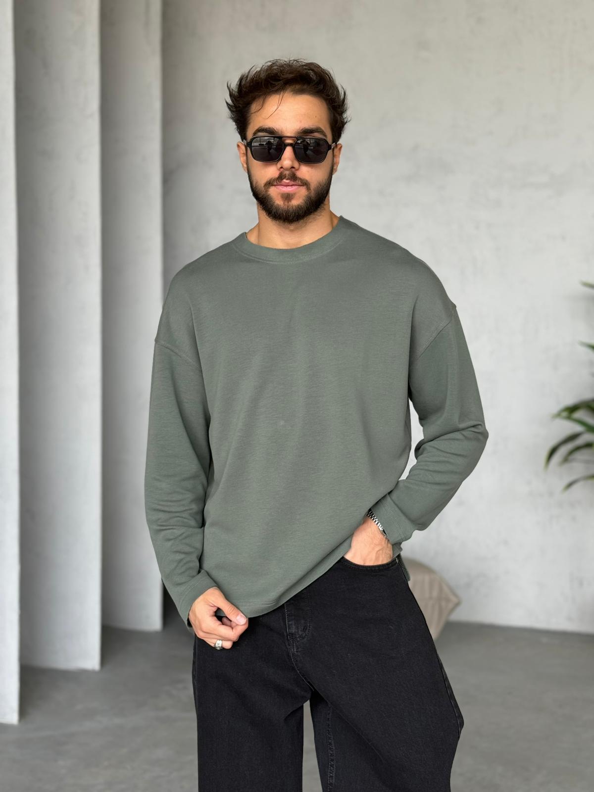 Modal Kumaş Basic Sweat - Haki