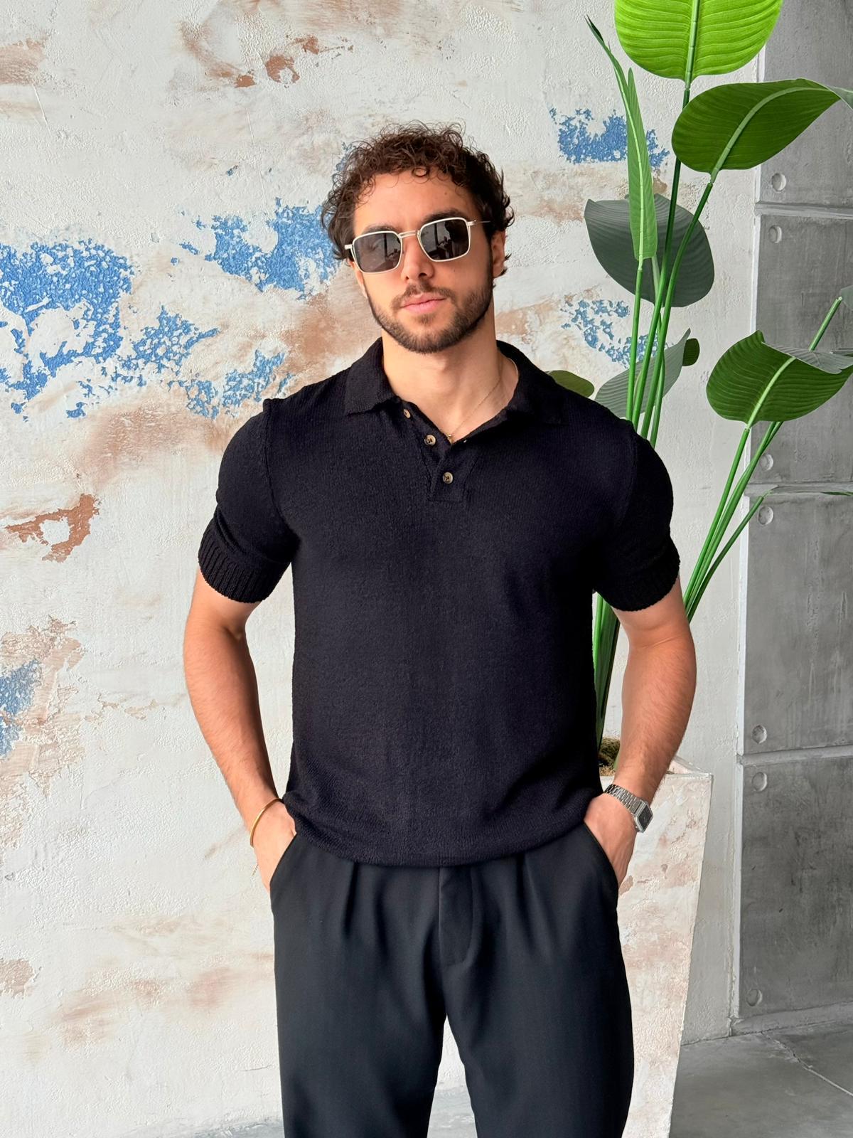 Örme Basic Polo Yaka M - Siyah