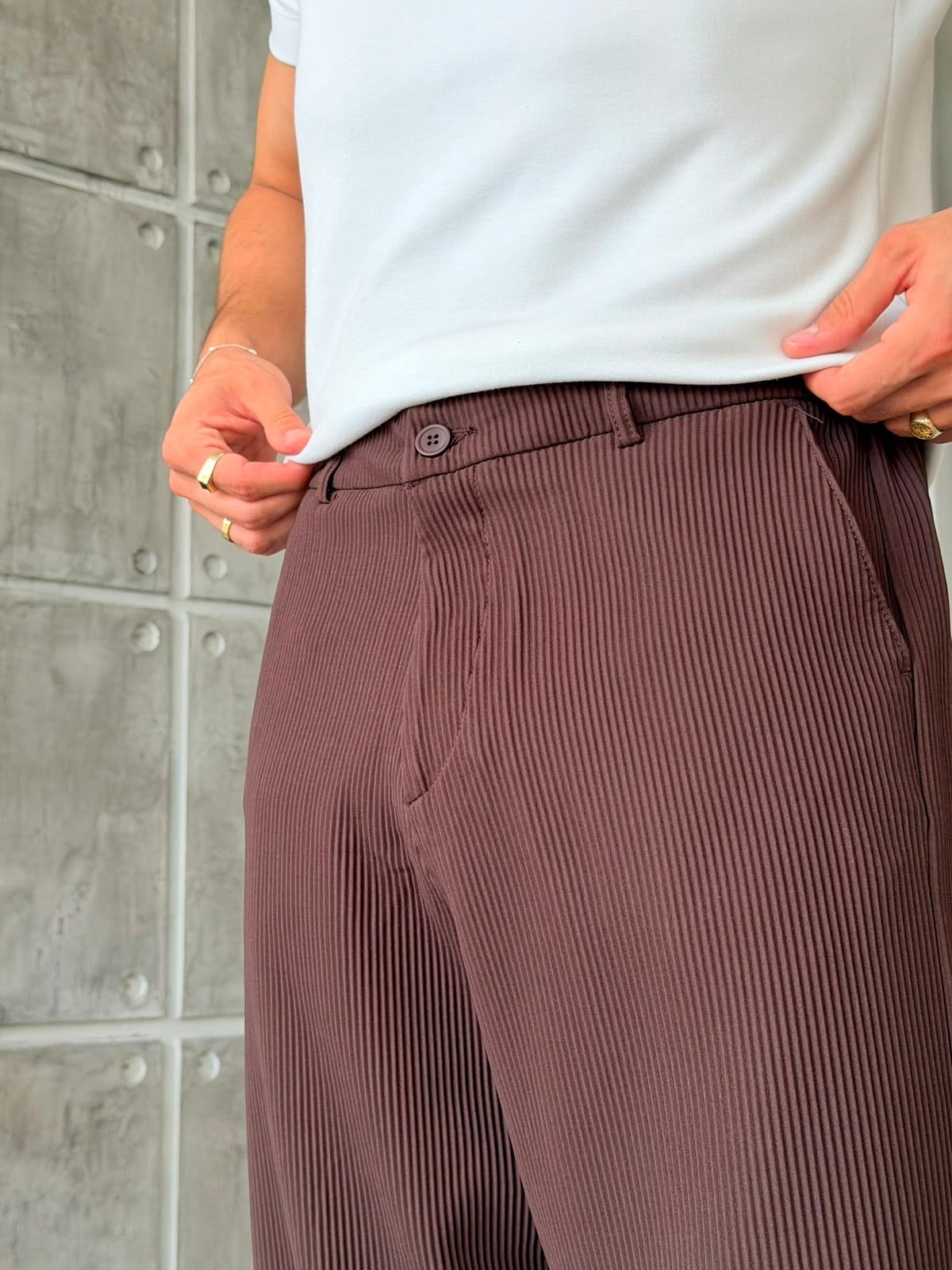 OTTOMAN KUMAŞ BAGGY PANTOLON  -KAHVE