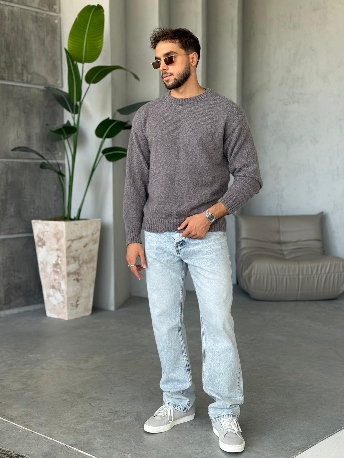 Oversize Basic Triko Gri K