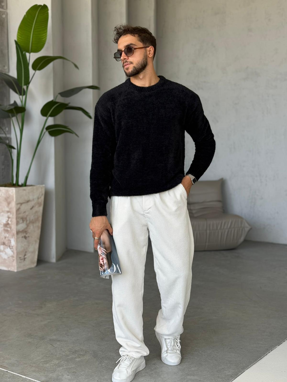 Oversize Basic Yün Kazak Siyah