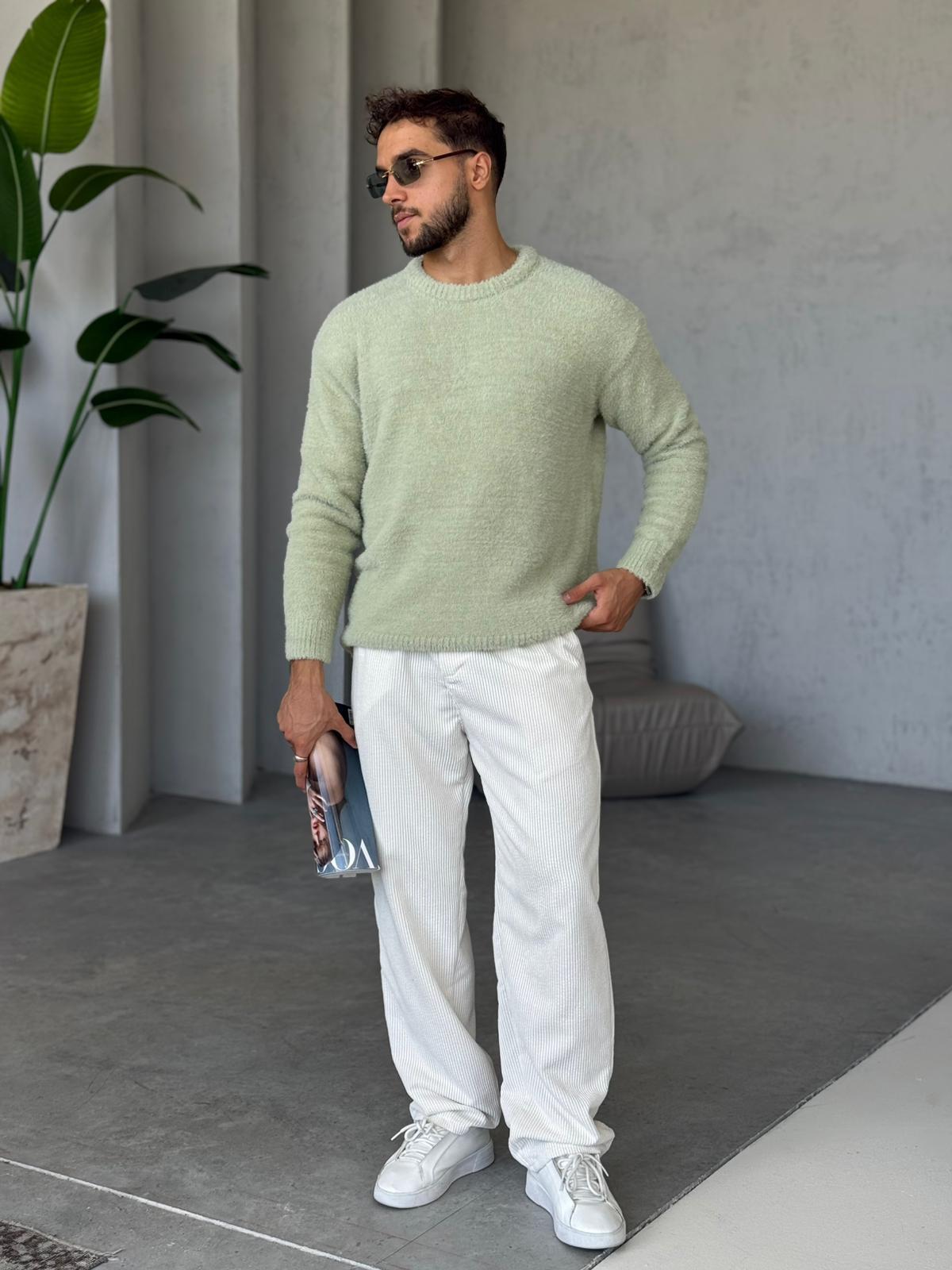 Oversize Basic Yün Kazak Su Yeşili
