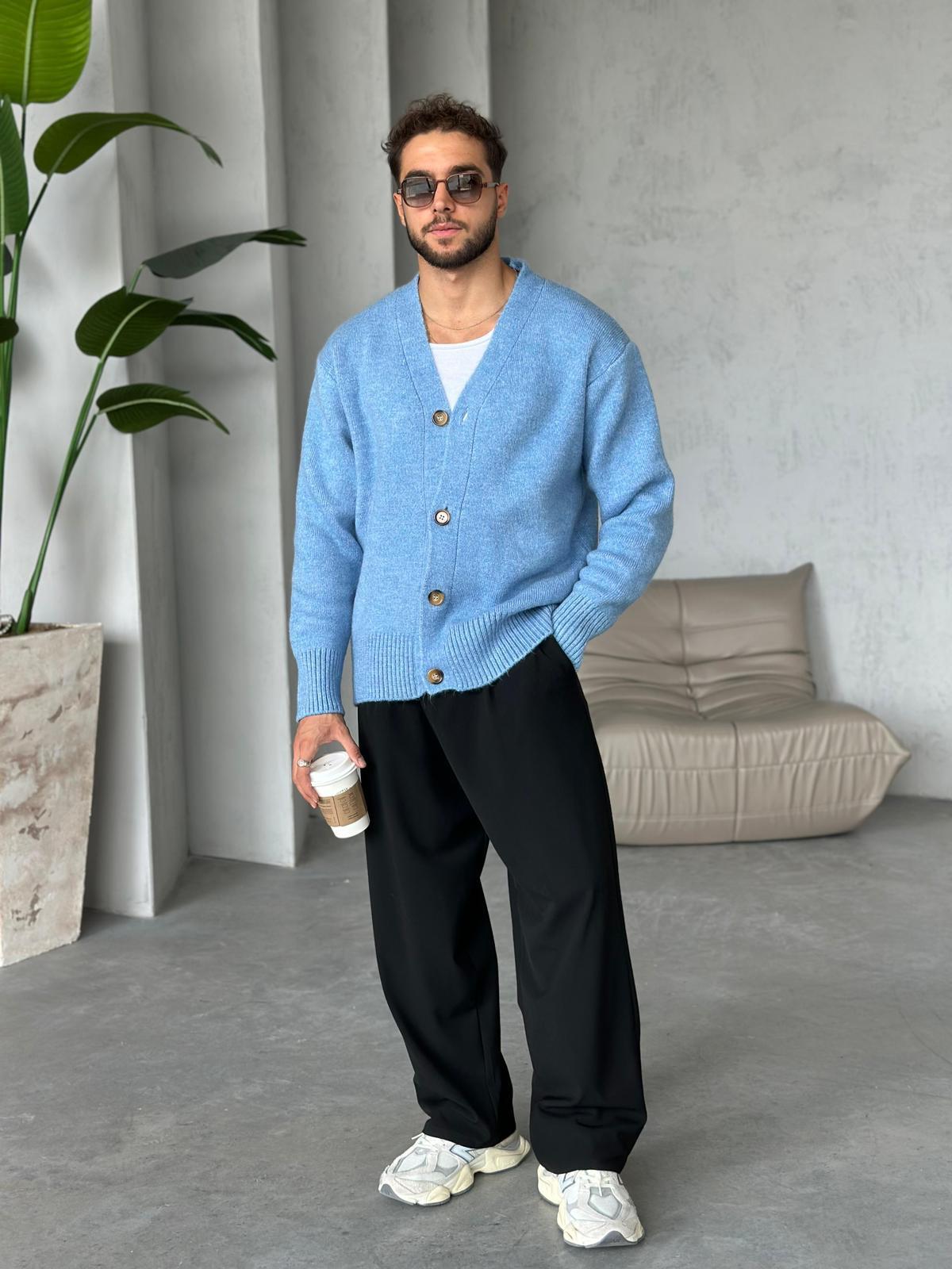 Oversize Yün Örme Bebe Mavi M