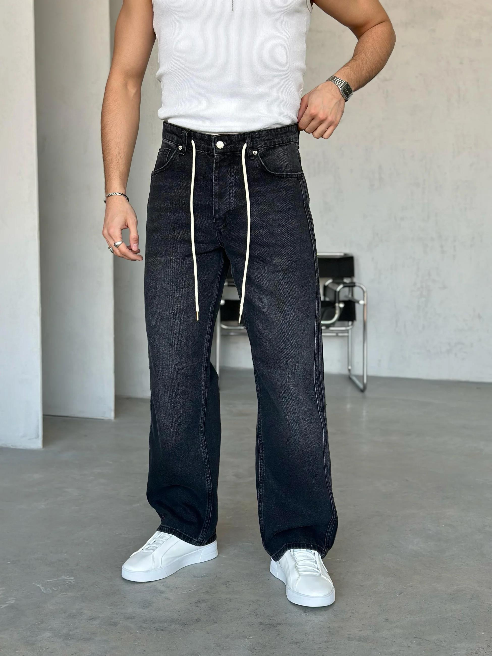 P1002 Nakış Şerit detaylı baggy pantolon G 