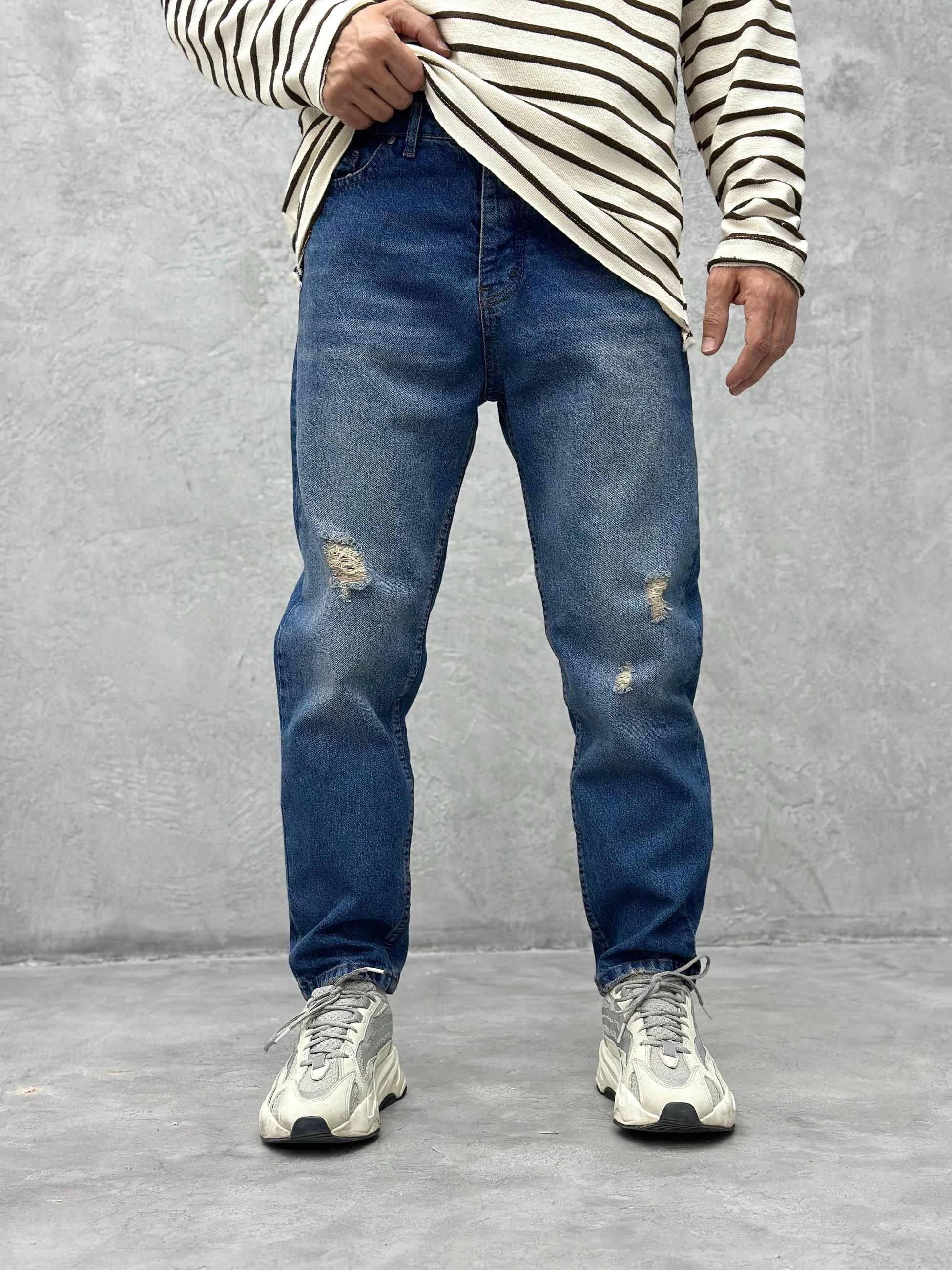 P404 Mavi Yırtıklı Boyfriend Pantolon K
