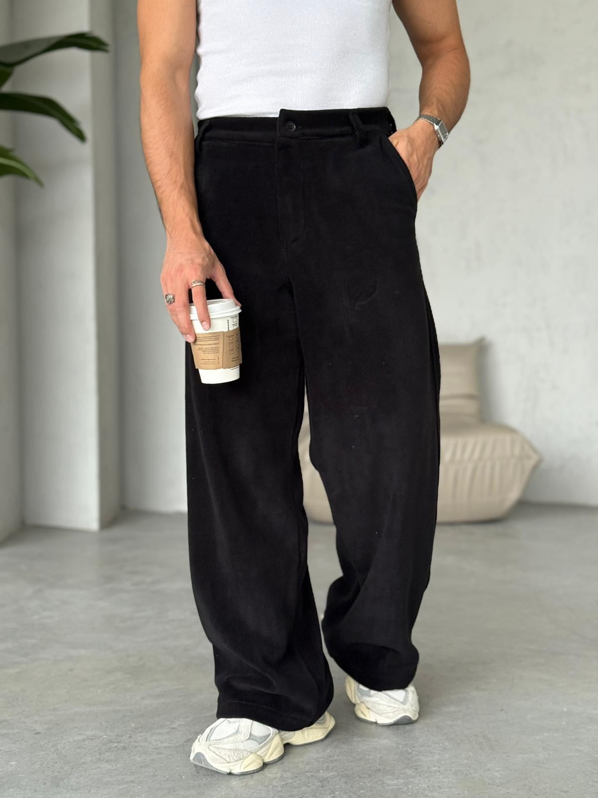 POLAR KUMAŞ BAGGY PANTOLON SİYAH