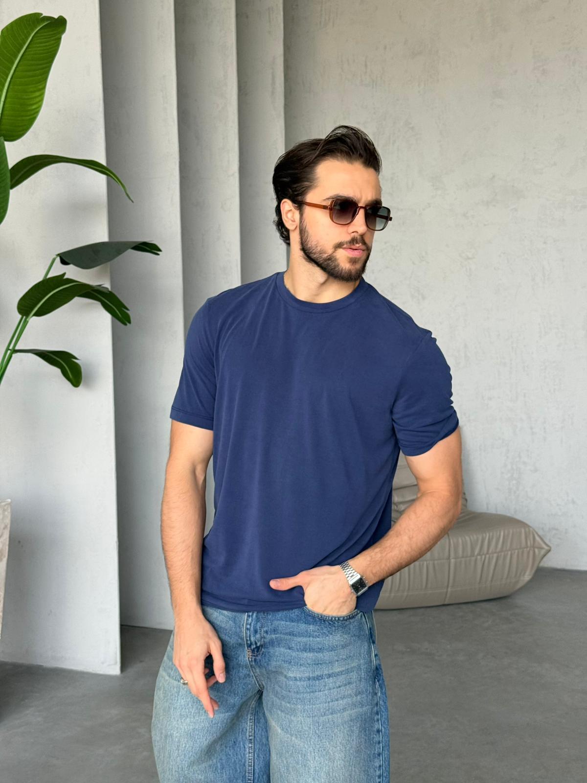 Regular Kalıp Yıkamalı Modal T-Shirt Y - Lacivert