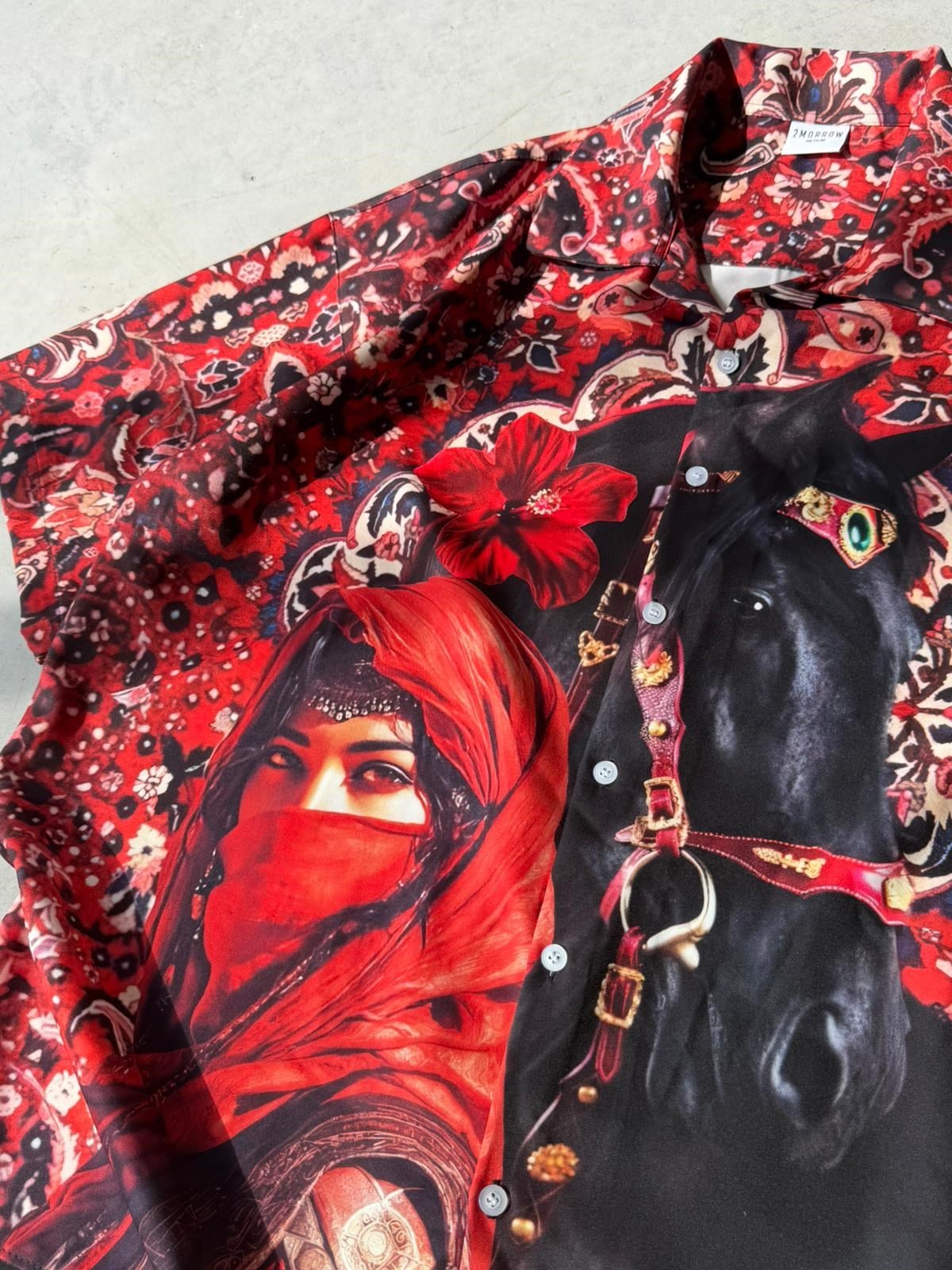 ROYAL  Desenli Dubble Hürrem Kumaş Oversize Gömlek T