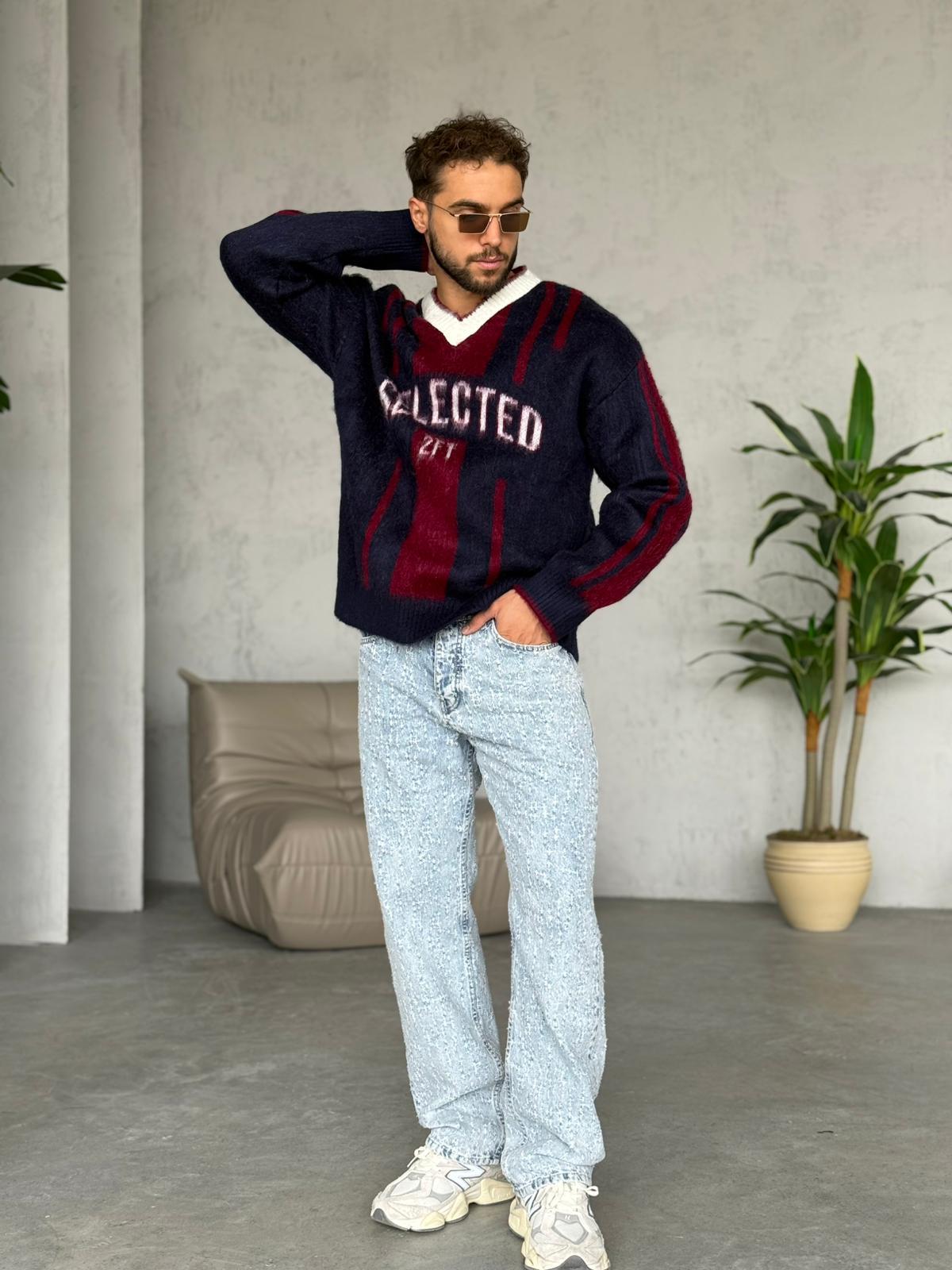 SELECTED TRİKO KAZAK BORDO LACİVERT