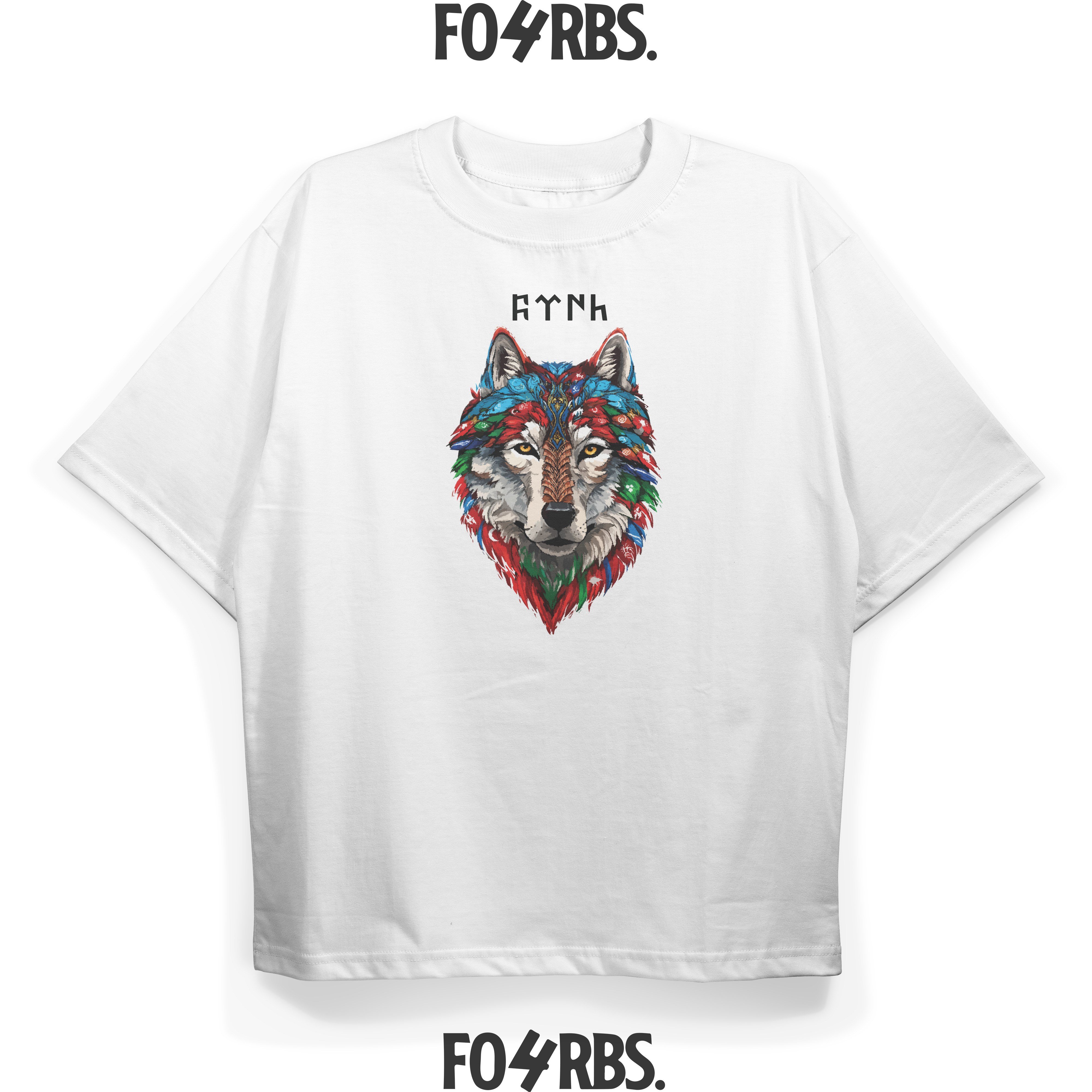 T1453 Wolf Baskılı Oversize Tshirt