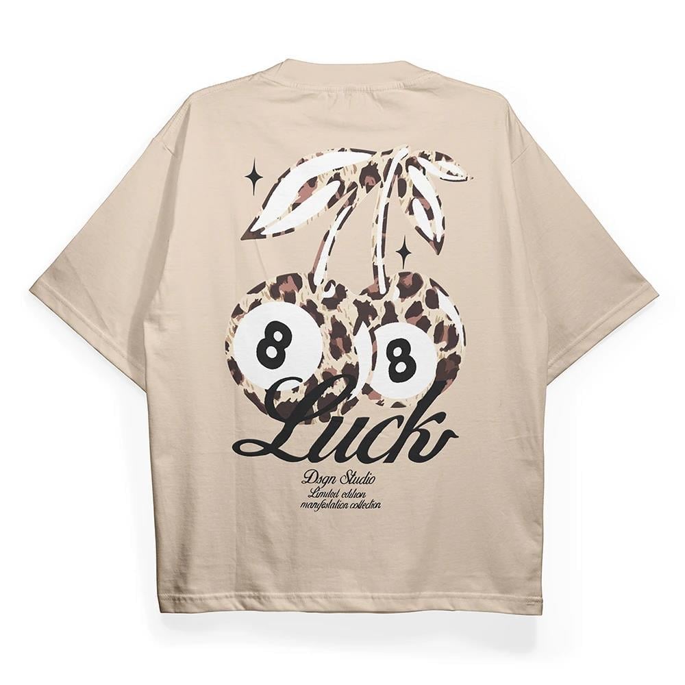 T2013 Lucky Cherry Baskılı Oversize Tshirt