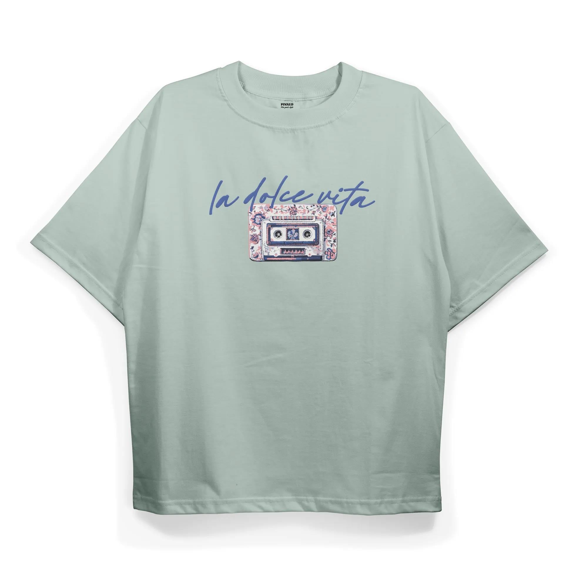 T2020 La dolce vita Baskılı Oversize Tshirt