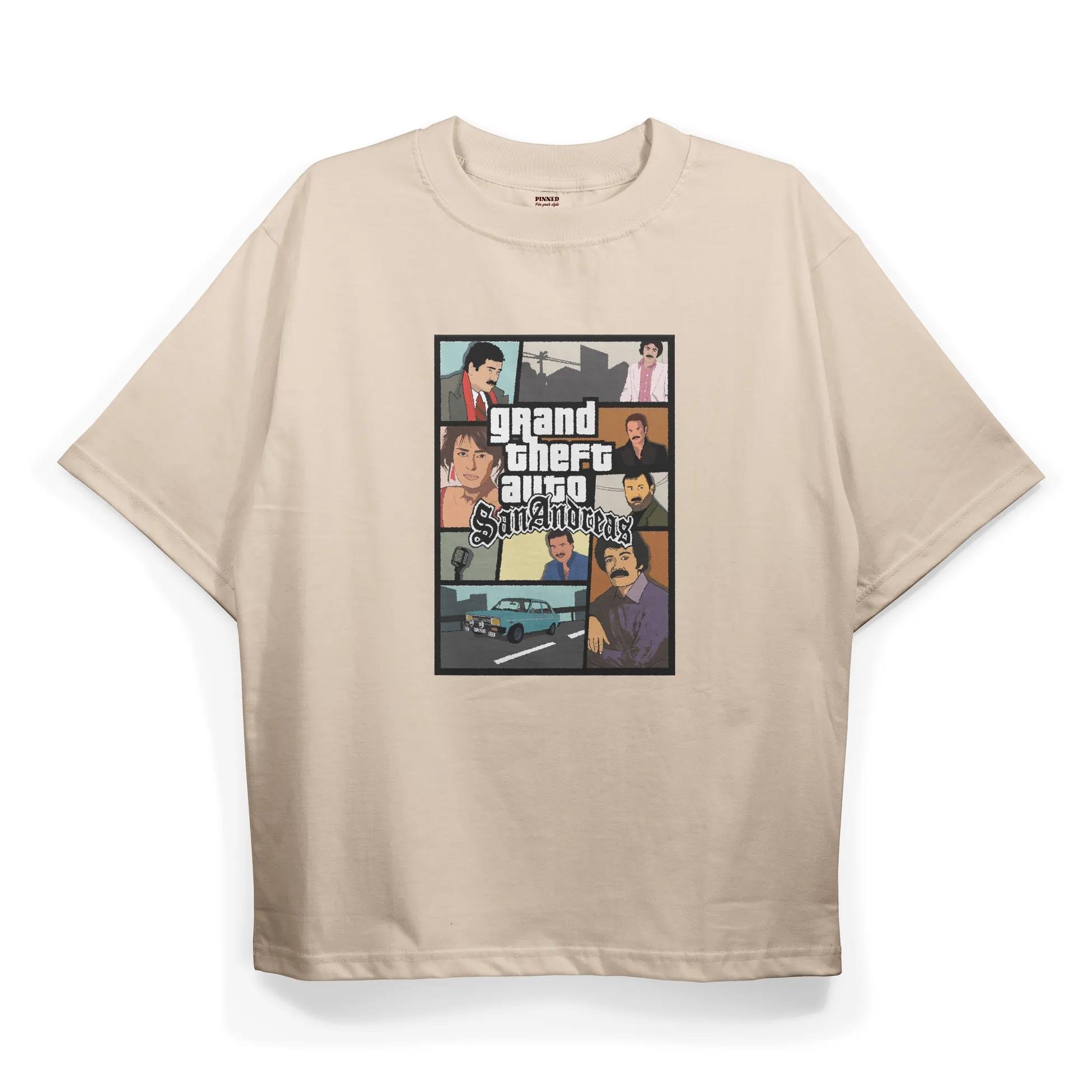 T2025 Arabesque Baskılı Oversize Tshirt