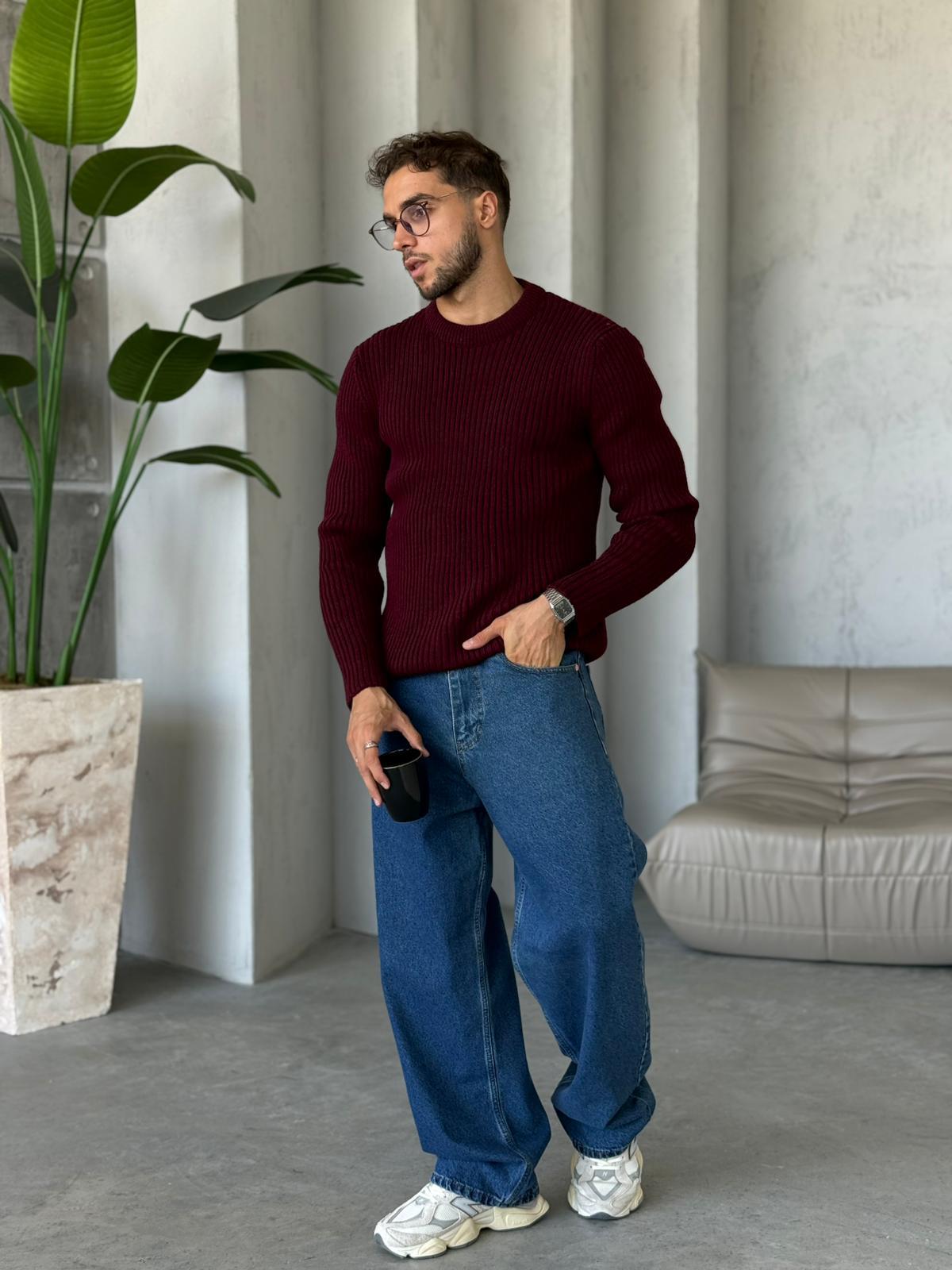 TR1505 Fitilli Basic Triko Bordo