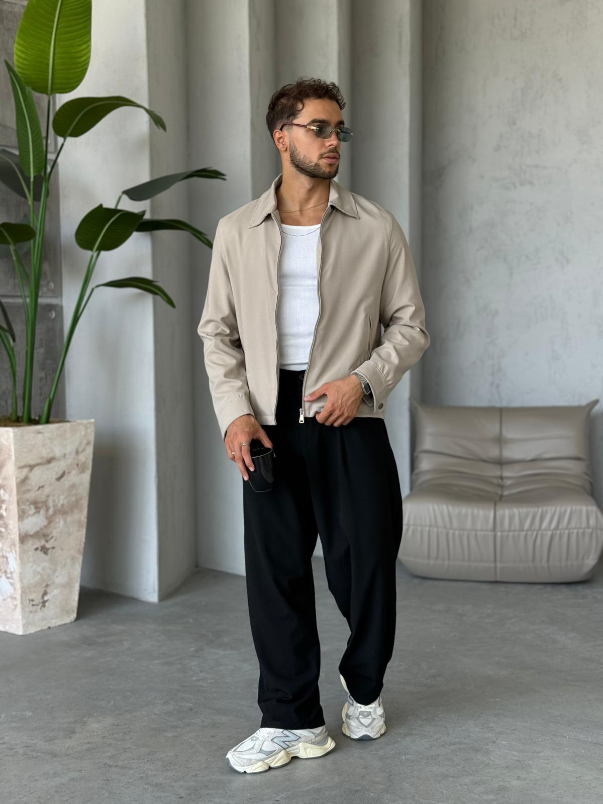 Yakalı Casual Ceket - Krem