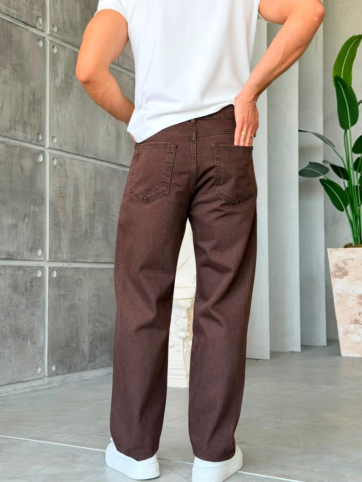 YIKAMALI KAHVERENGİ BAGGY PANTOLON W