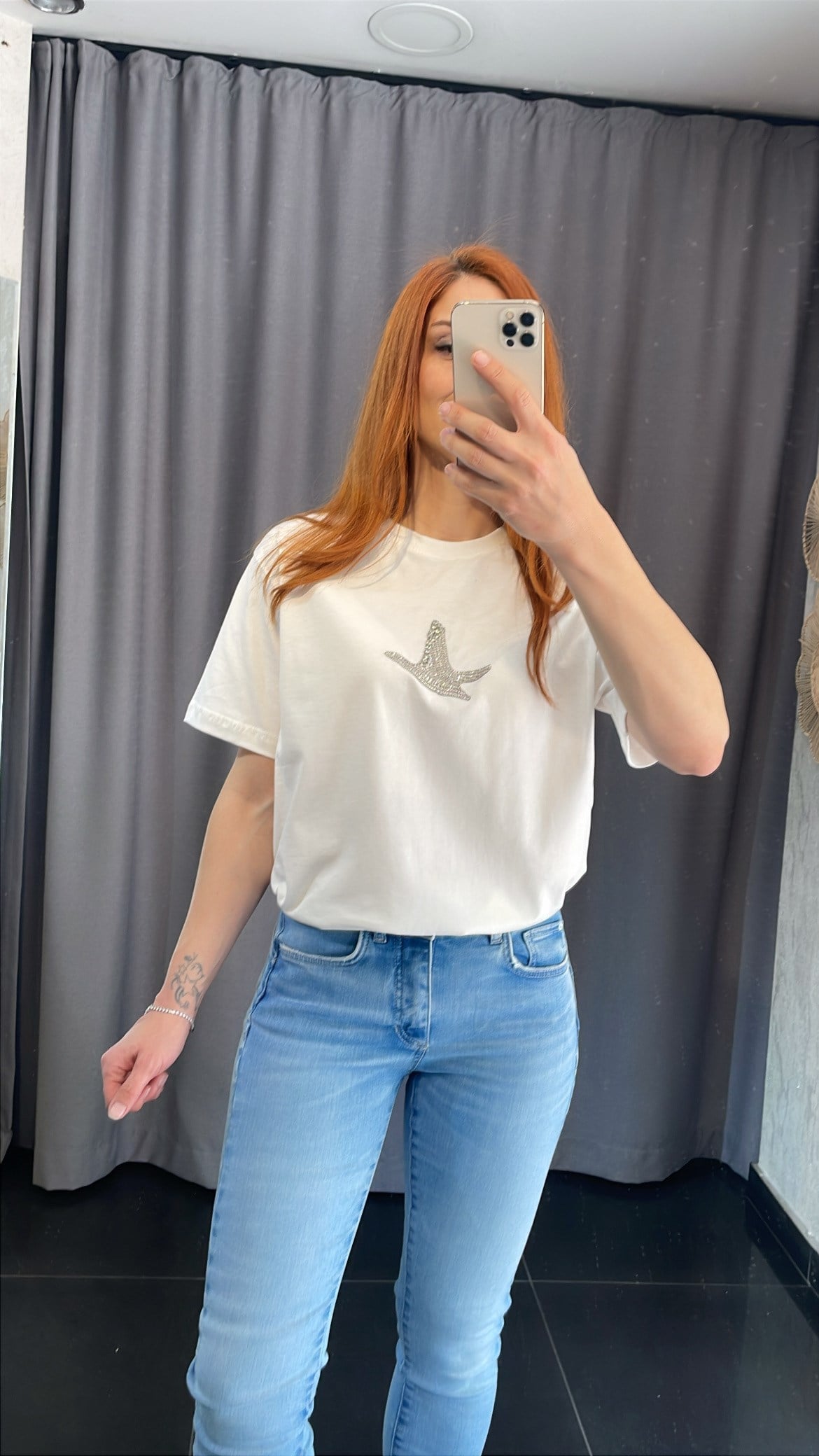 Taşlı Kuşlu Tshirt
