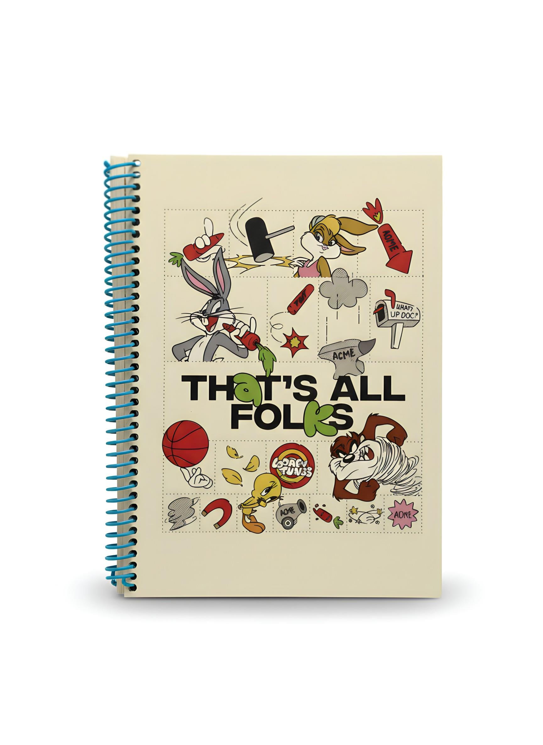Looney Tunes That'S All Folks Spiralli Sert Kapak Kareli Defter