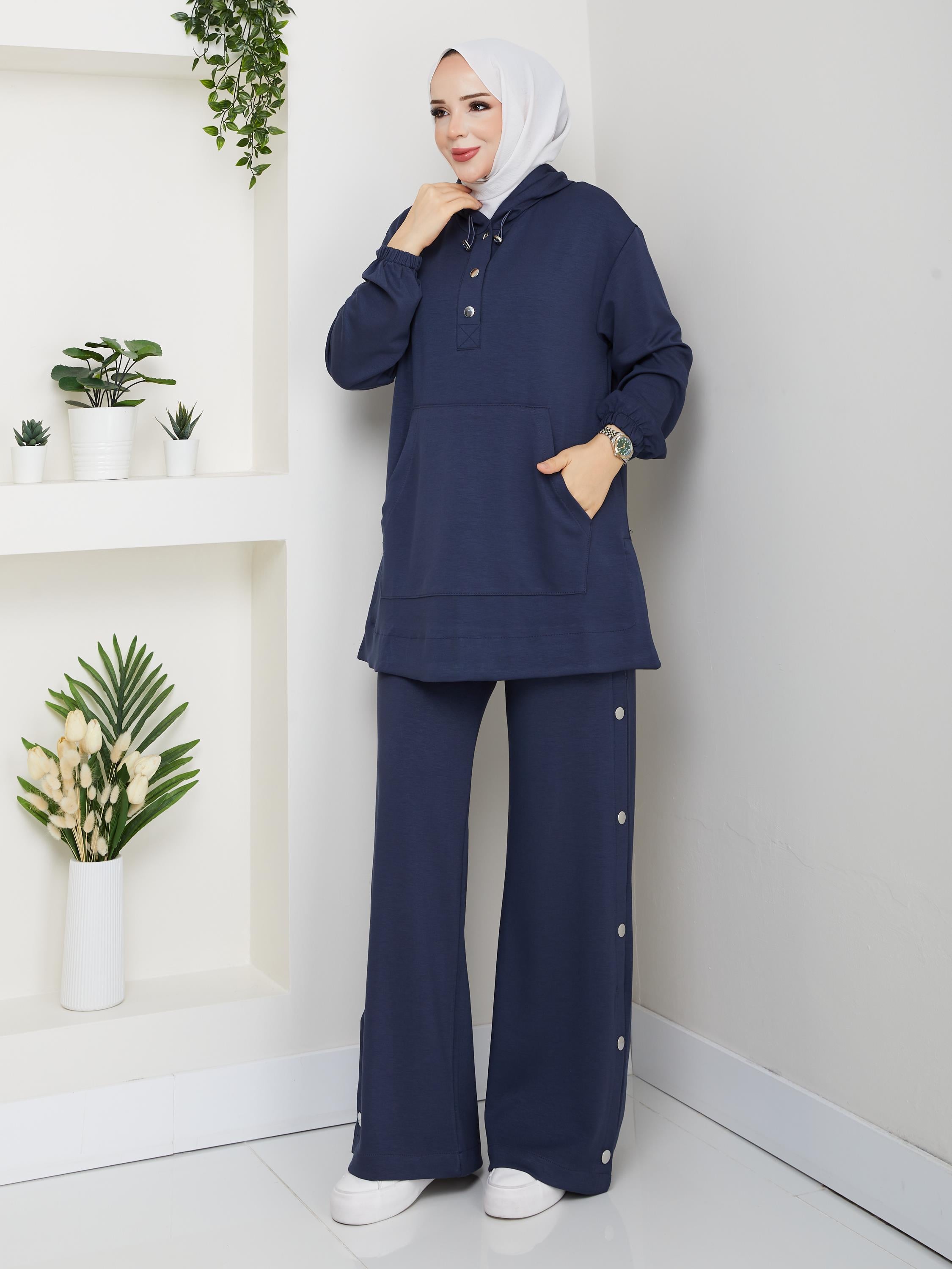 Mira Düğmeli Oysho Takım | Lacivert