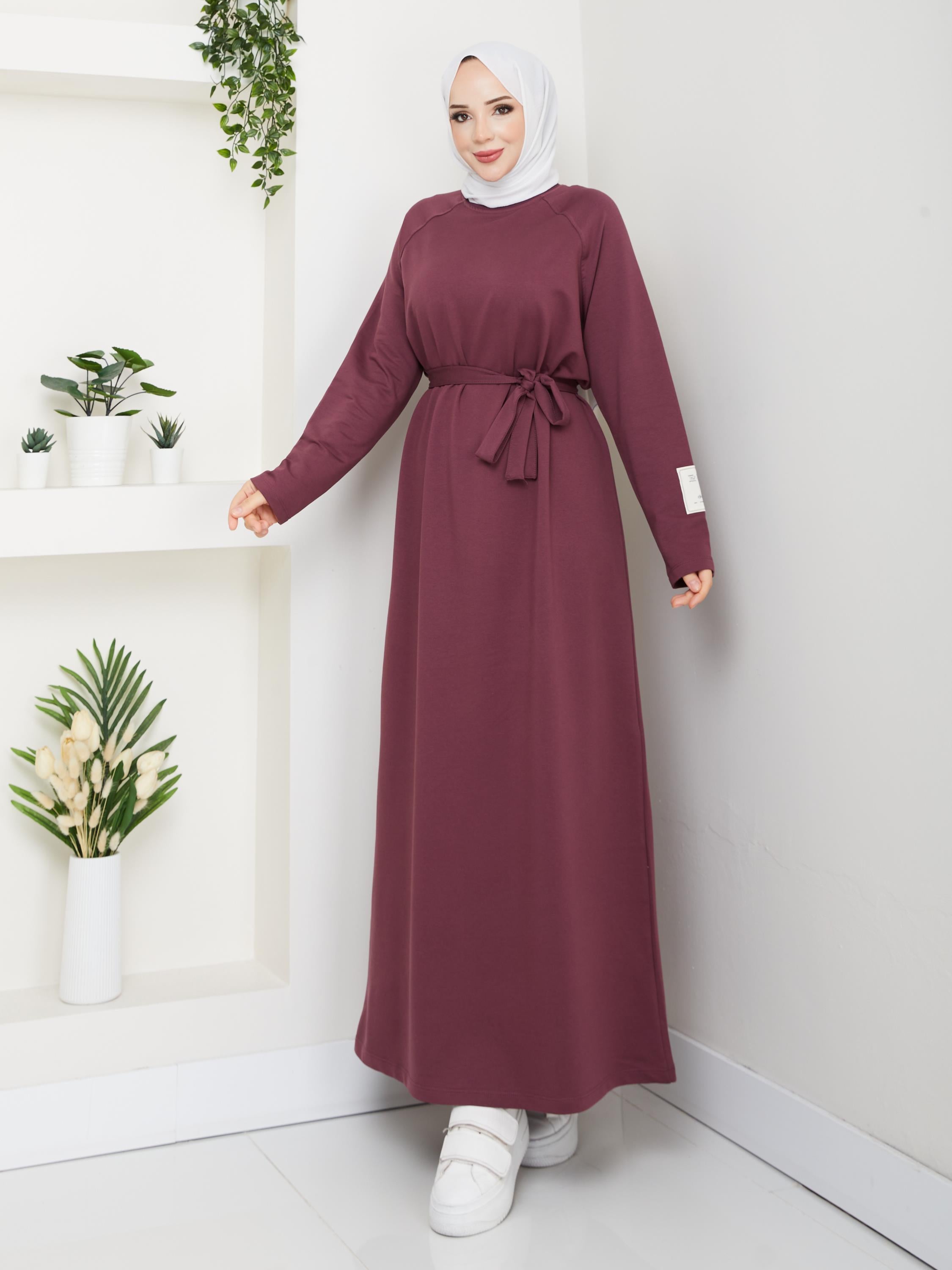 Oversize İki İplik Sweat Elbise | Bordo