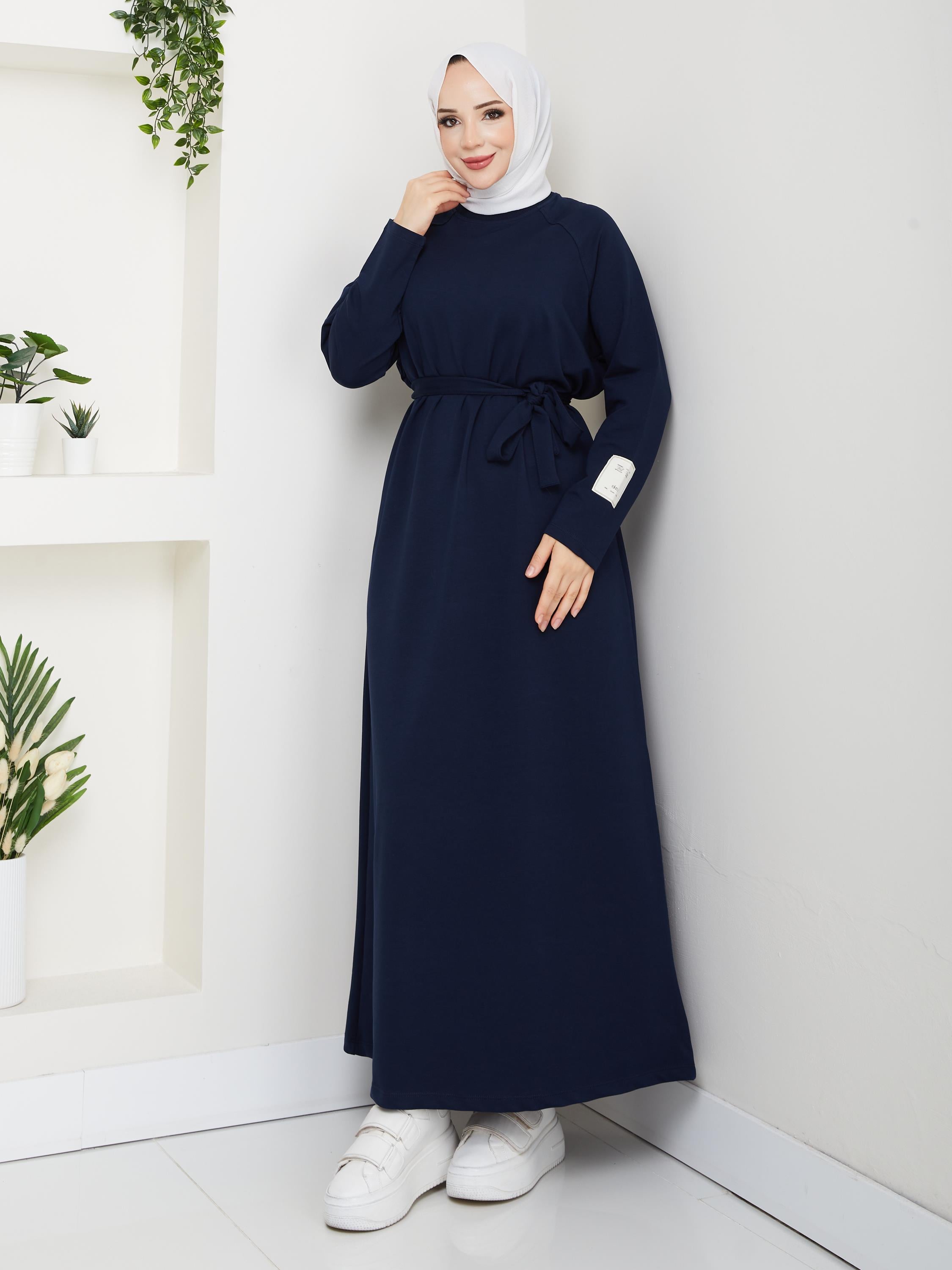 Oversize İki İplik Sweat Elbise | Lacivert