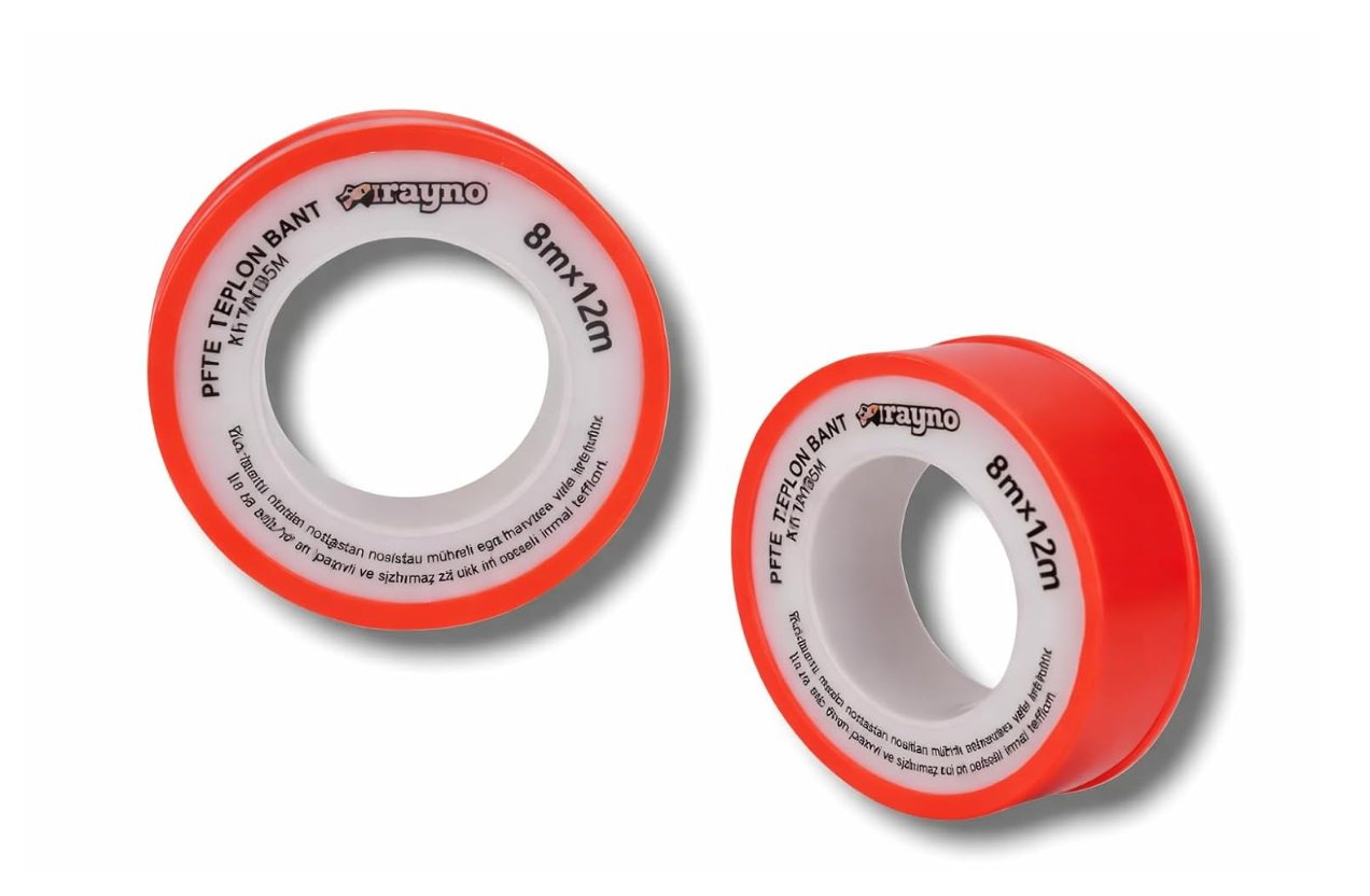 Rayno PTFE Teflon Bant 8mm x 12m | Su ve Gaz Tesisatı için Sızdırmazlık Bandı Yüksek Dayanım