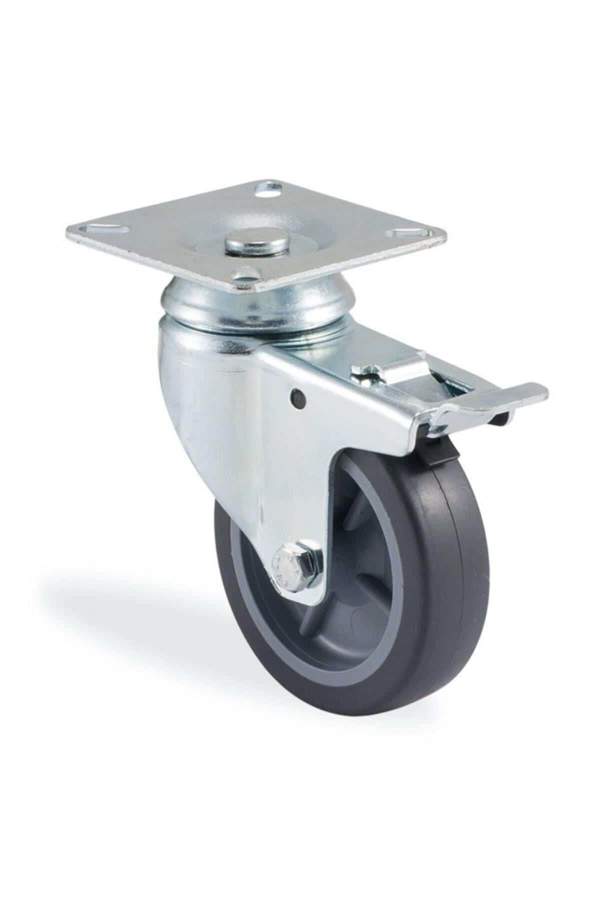 1702 Mtb 075 mm Döner Tabla Frenli Moblen Üzeri Termoelastik Kaplı Teker