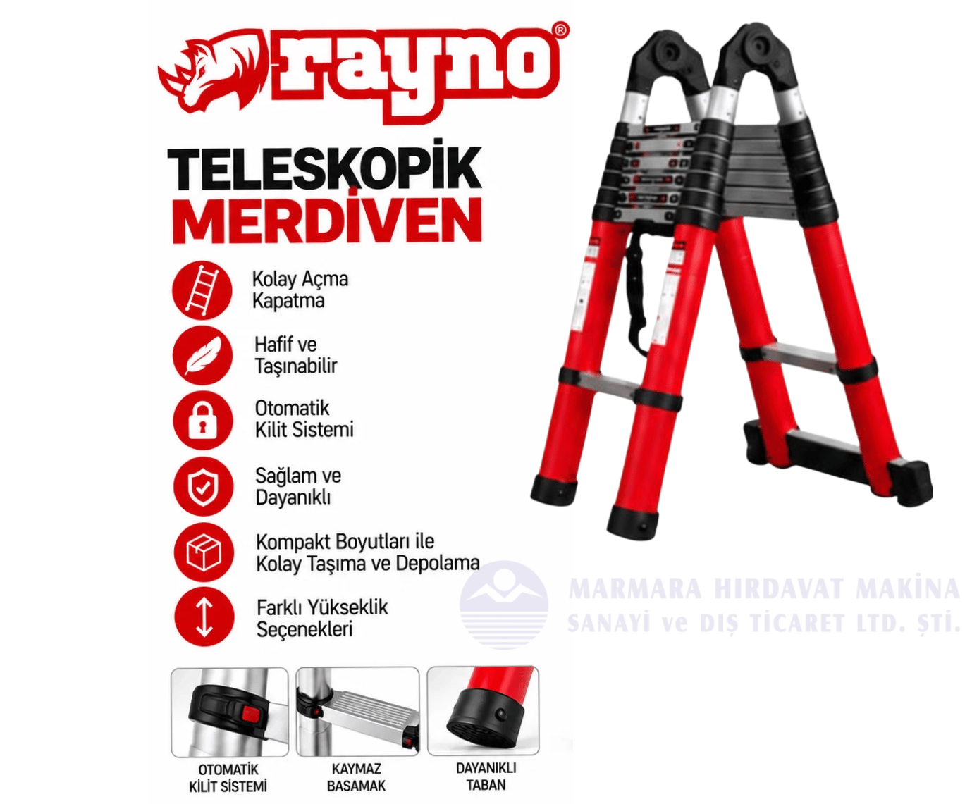 RAYNO A TİPİ MERDİVEN 220 CM+220 CM RYN12510