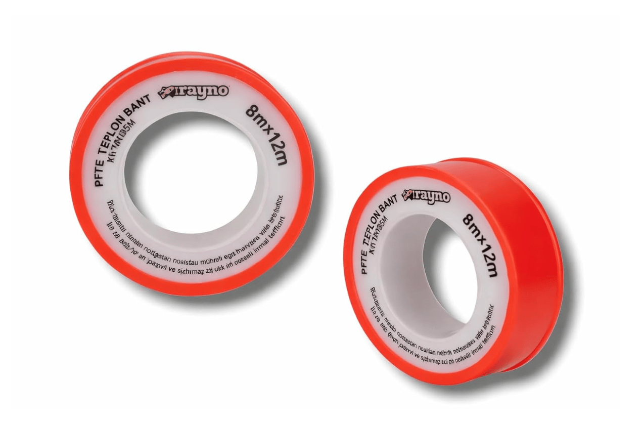 Rayno PTFE Teflon Bant 8mm x 12m | Su ve Gaz Tesisatı için Sızdırmazlık Bandı | Yüksek Dayanım (10 adet)