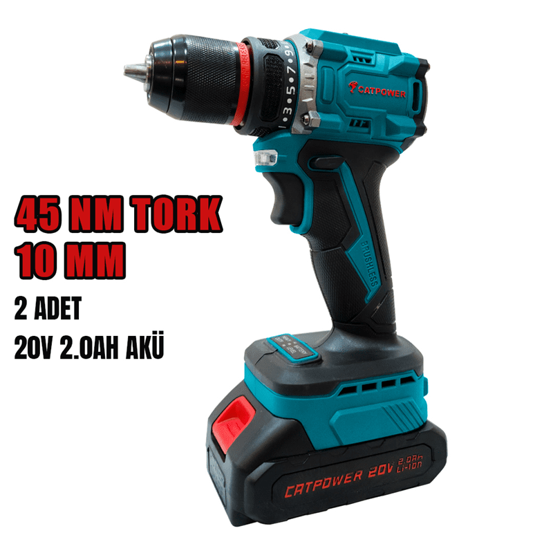 CATPOWER KÖMÜRSÜZ AKÜLÜ VİDALAMA CAT1515 Li-ion (SET) 10 MM 20V 2.0 Ah