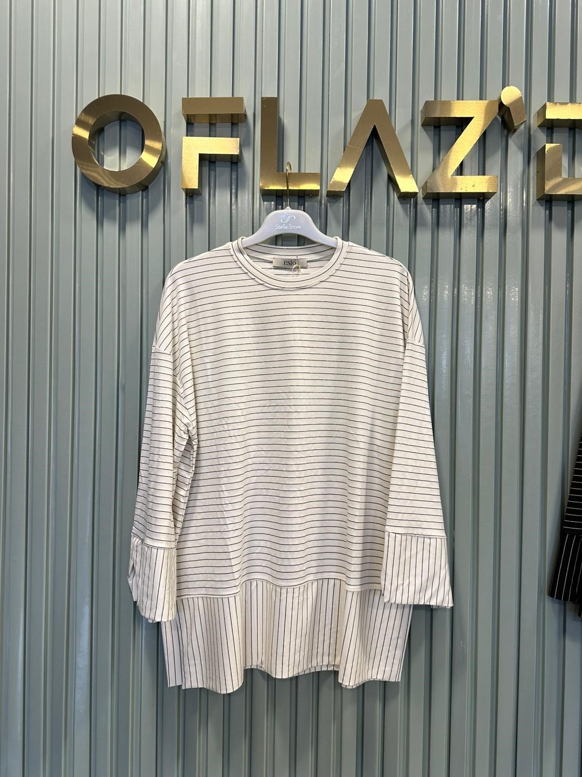 Çizgili Oysho Sweat Ekru 5023