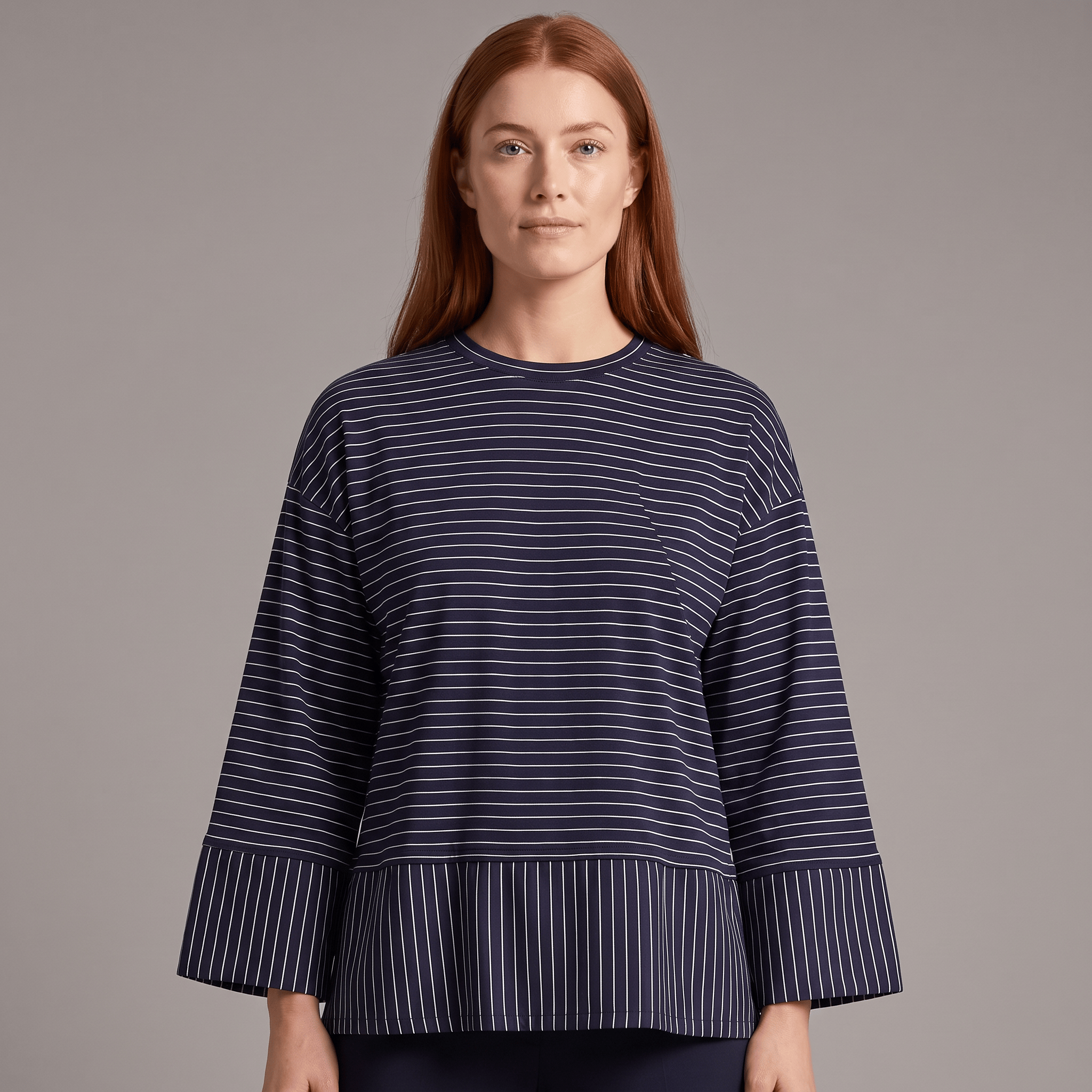 Çizgili Oysho Sweat Lacivert 5023