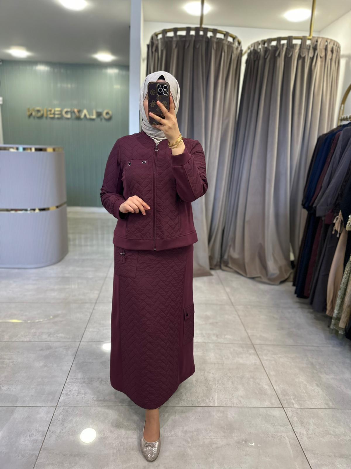Defrina Kapitone Dty. Etekli Takım Bordo 61089