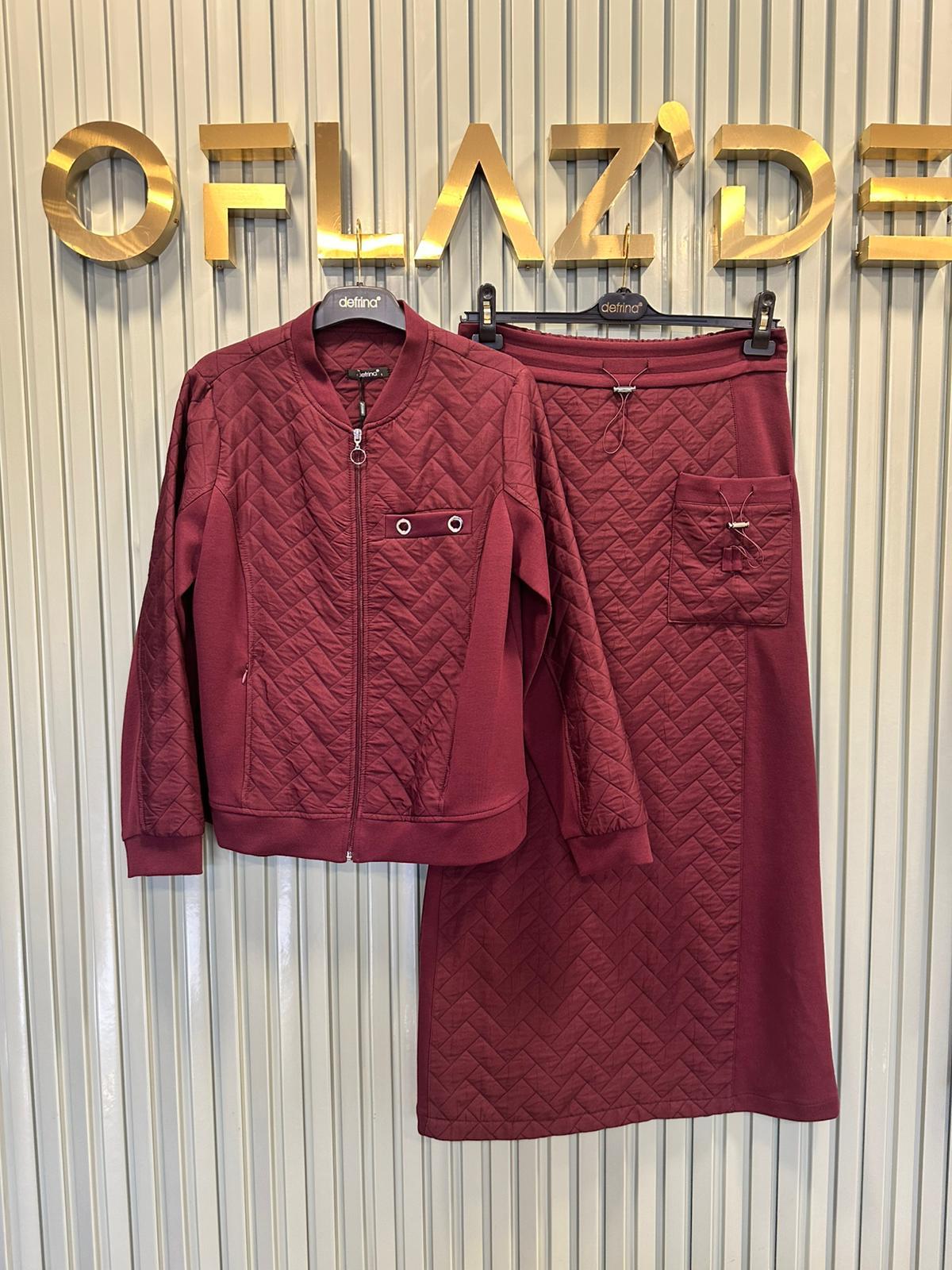 Defrina Kapitone Dty. Etekli Takım Bordo 61089