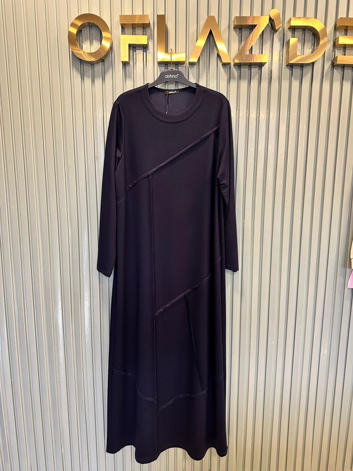 Defrina Kesik Dikişli Elbise Lacivert 41078