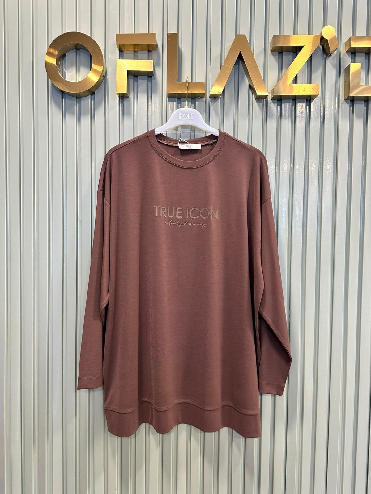 İkoll Baskılı  Basic Sweat T- Shirt Kahverengi 37523