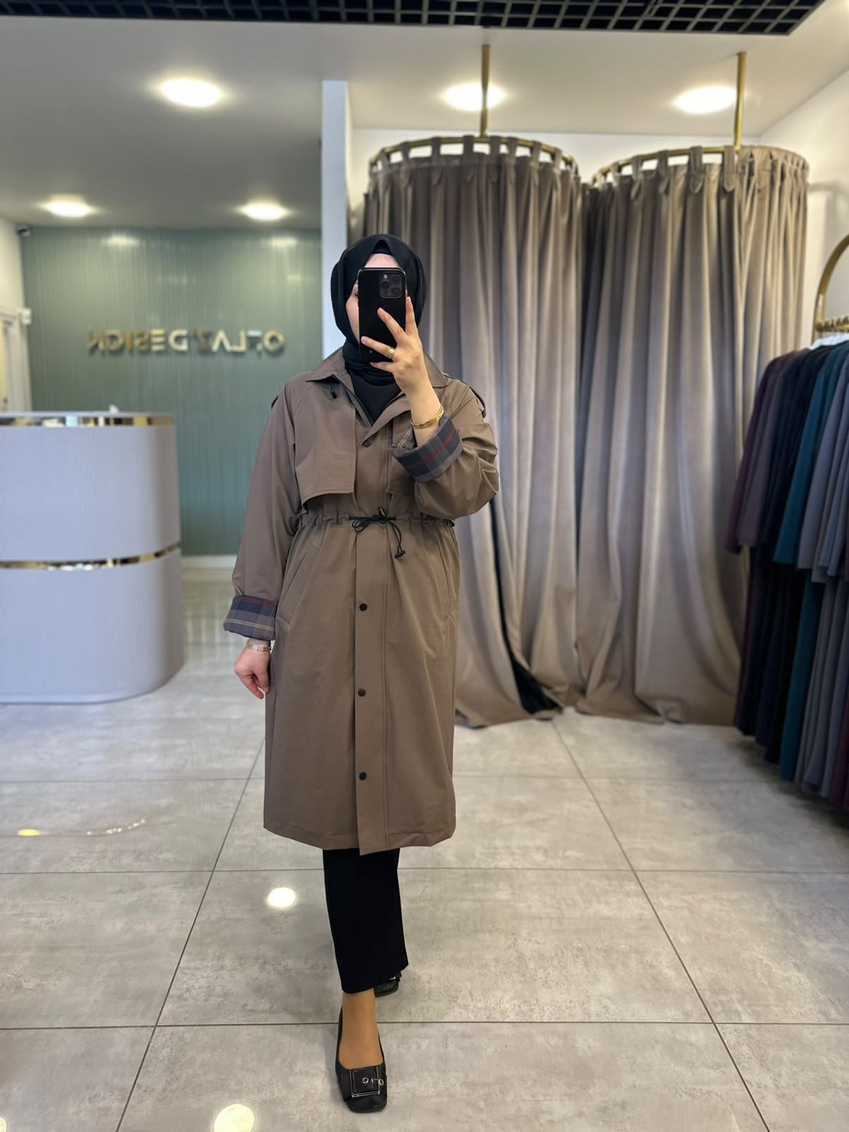 Nuss Astarlı Trençkot Truffe 27K 6033