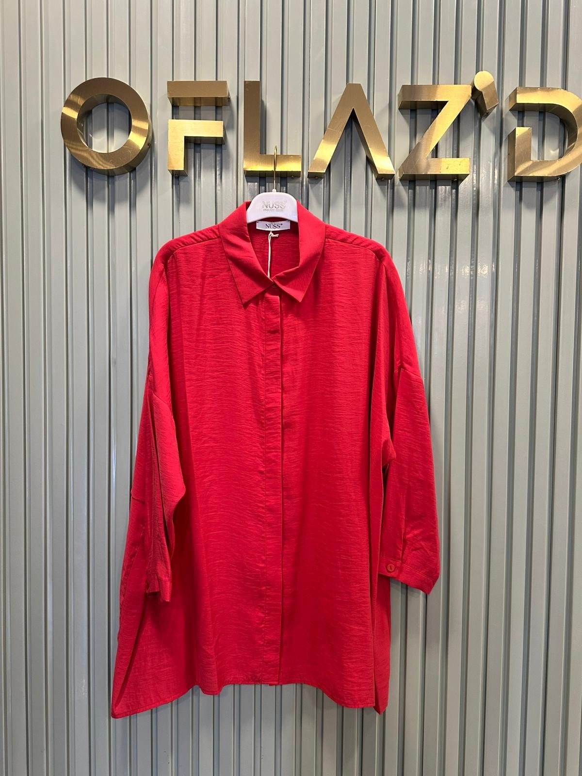 Nuss Oversize Düğmeli Gömlek Kırmızı 26Y 3001