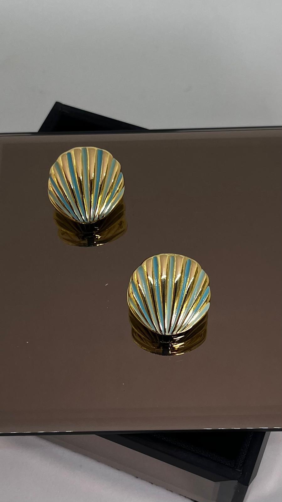 Blue Seashell Küpe