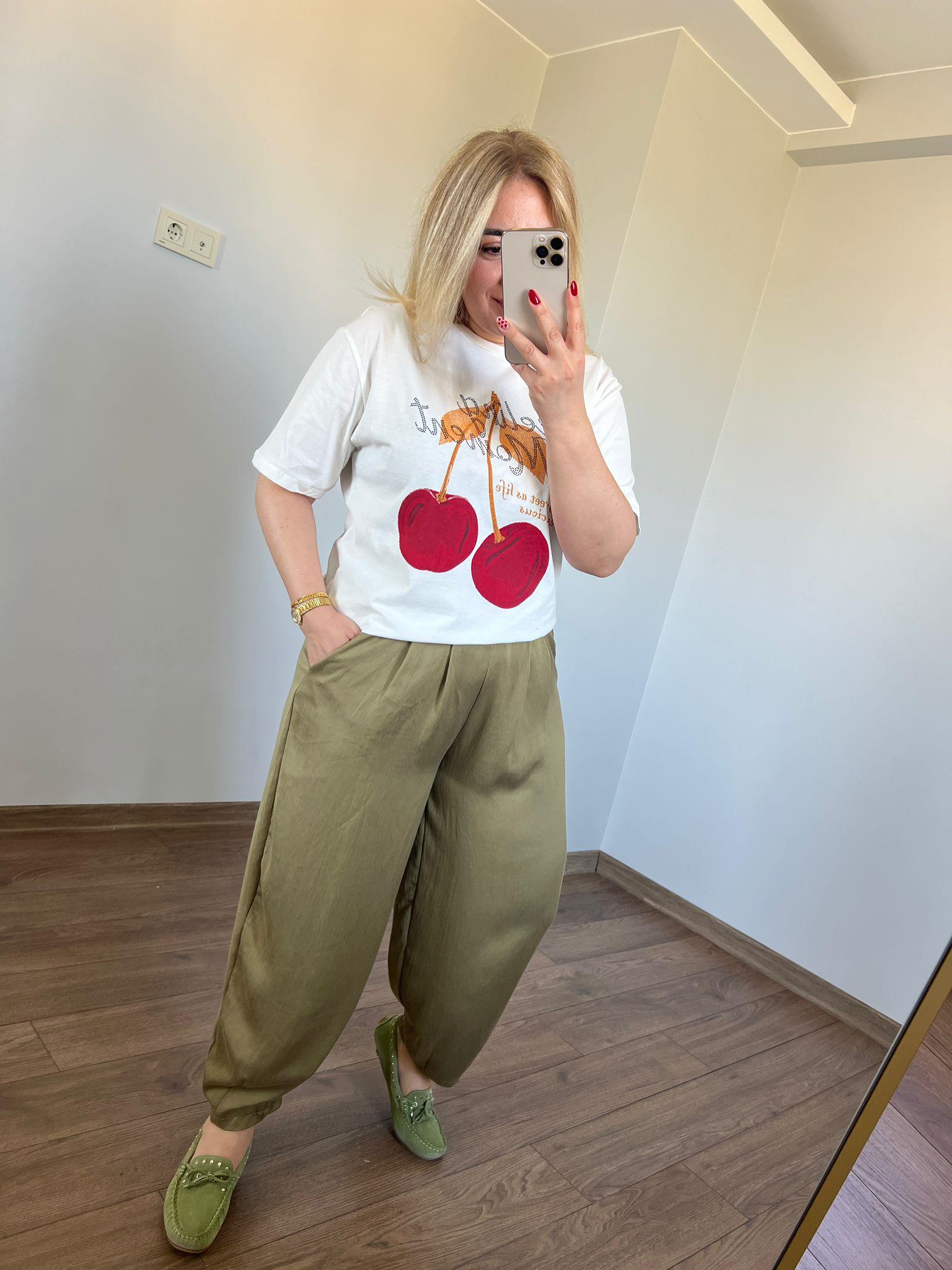 Beli Lastikli Şalvar Pantolon (Açık yeşil) 