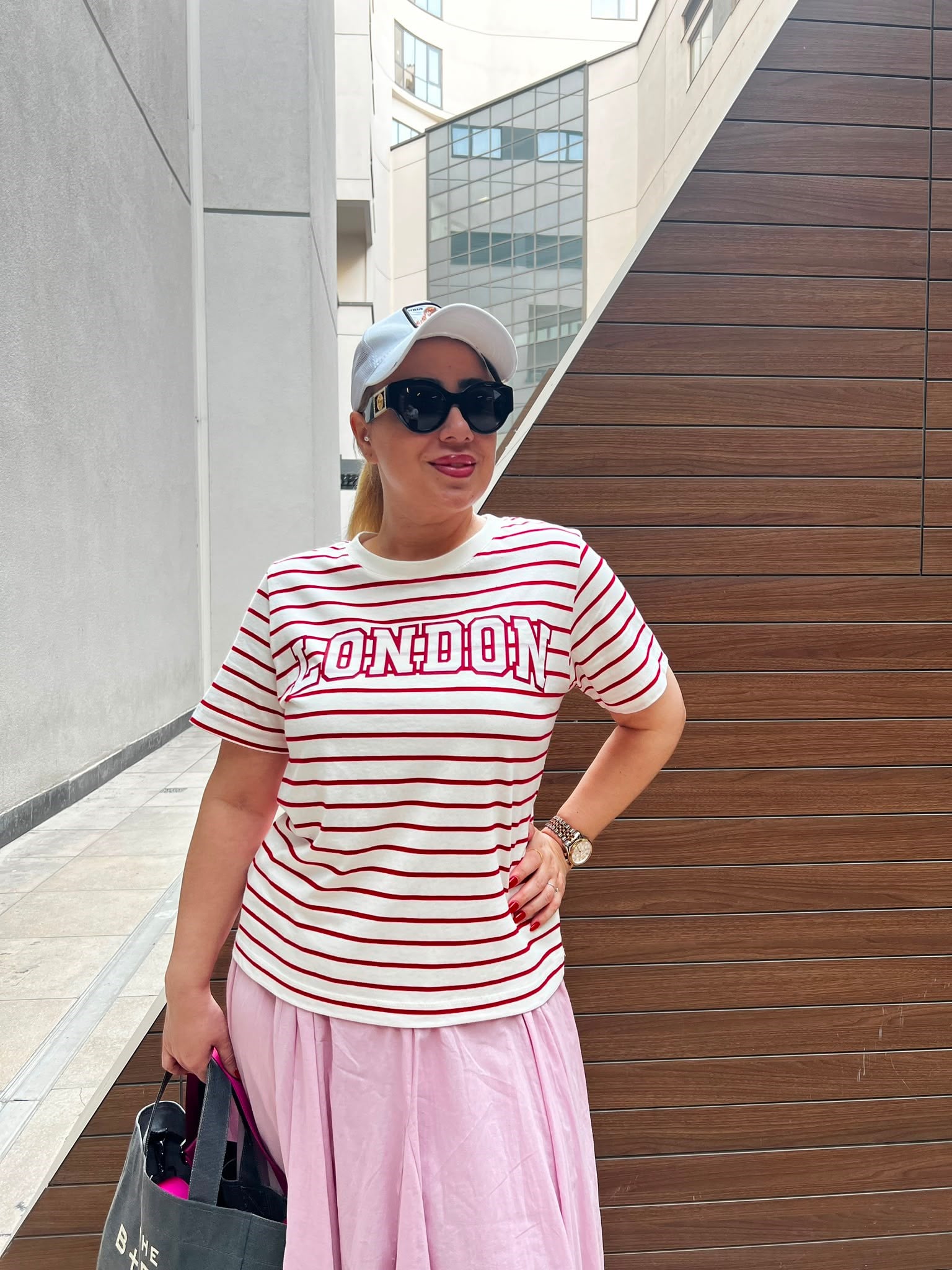 Bisiklet Yaka London Tshirt (Kırmızı- Beyaz Çizgili)